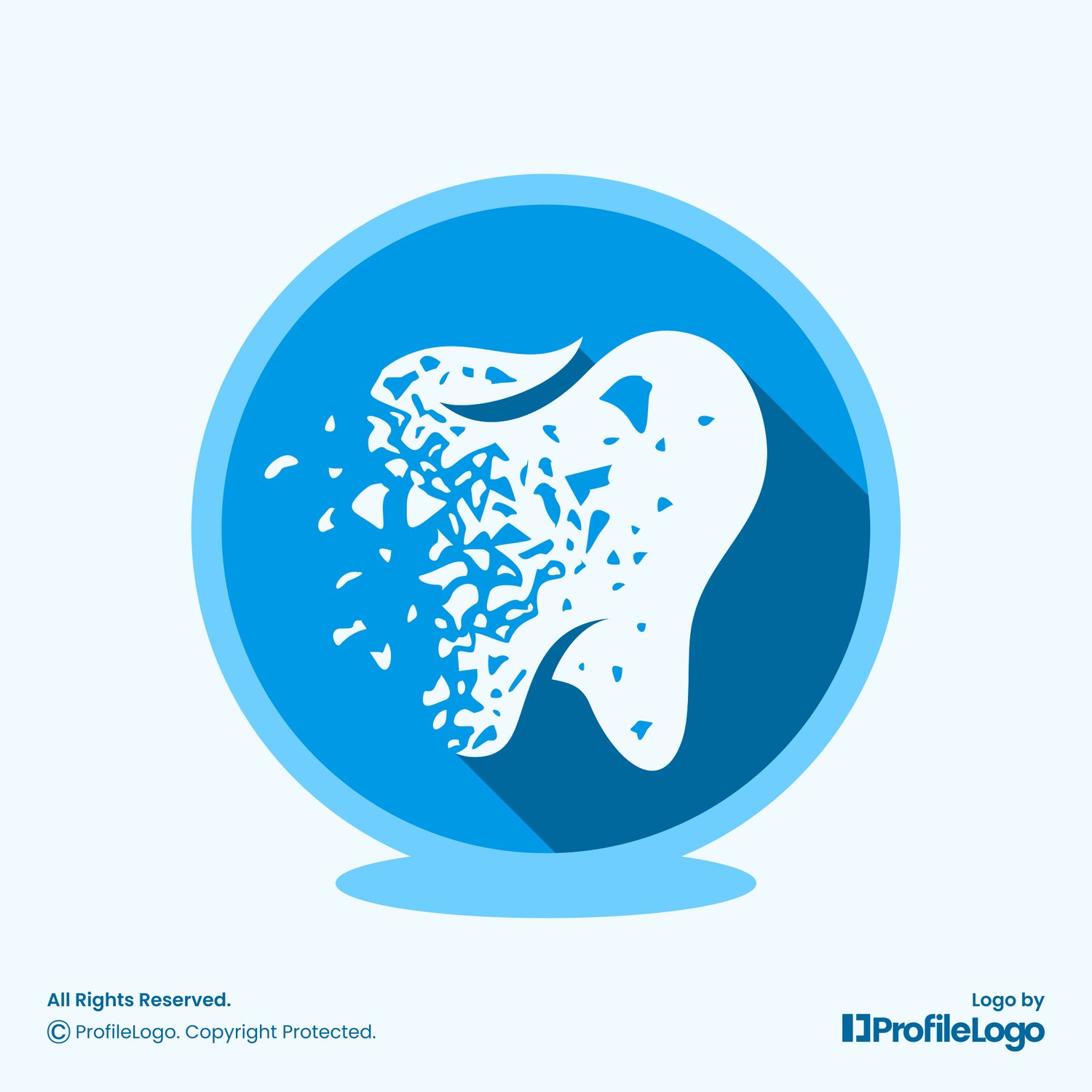 Grunge fragment dental tooth logo application for sale by ProfileLogo with light blue background