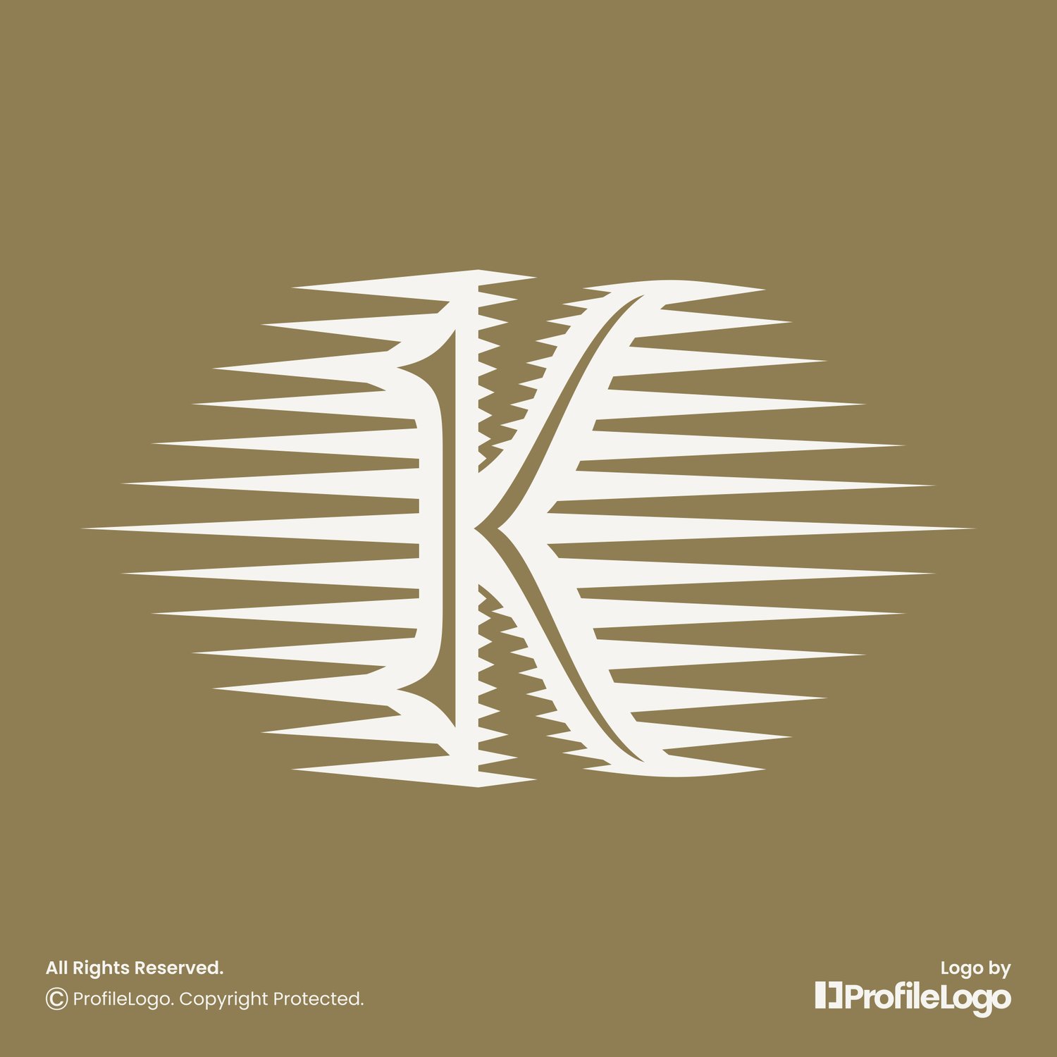 Dynamic motion line letter K logo for sale by ProfileLogo with dark background
