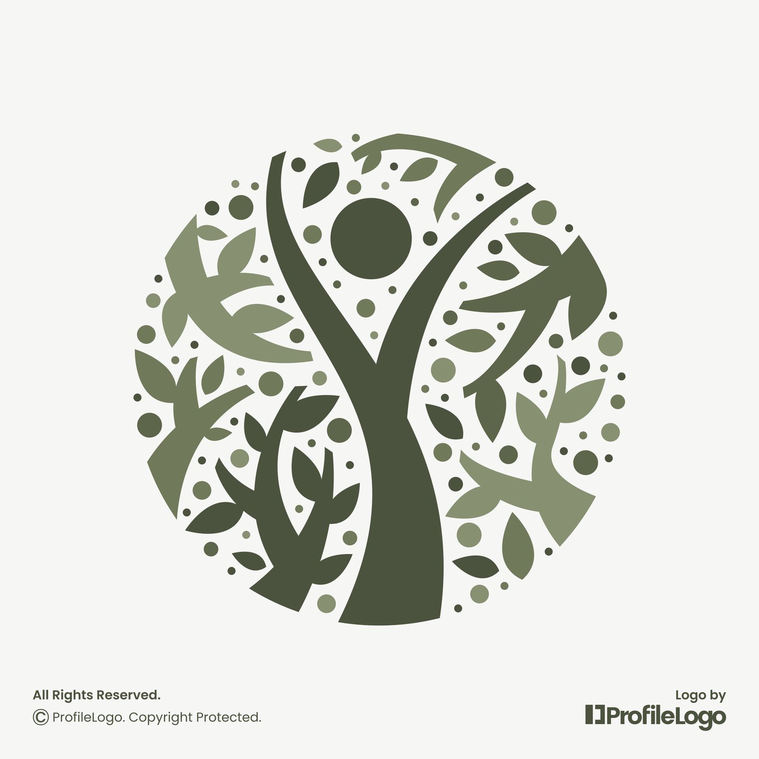 Organic plant leaf human logo for sale by ProfileLogo with light green background
