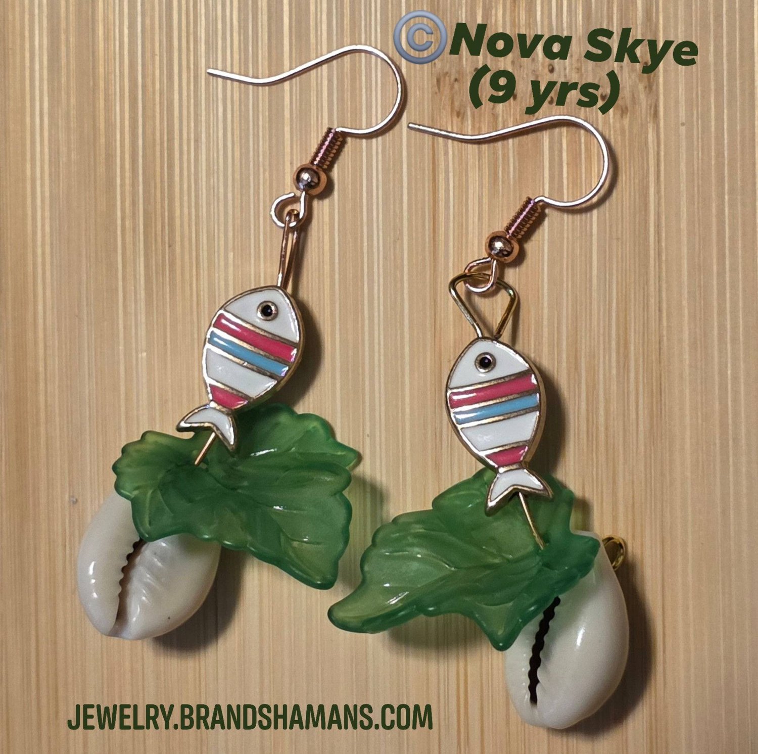 Flowing Abundance Earrings  Powered by: Cowrie Shells  Handcrafted by 9 Yr Old Nova Skye