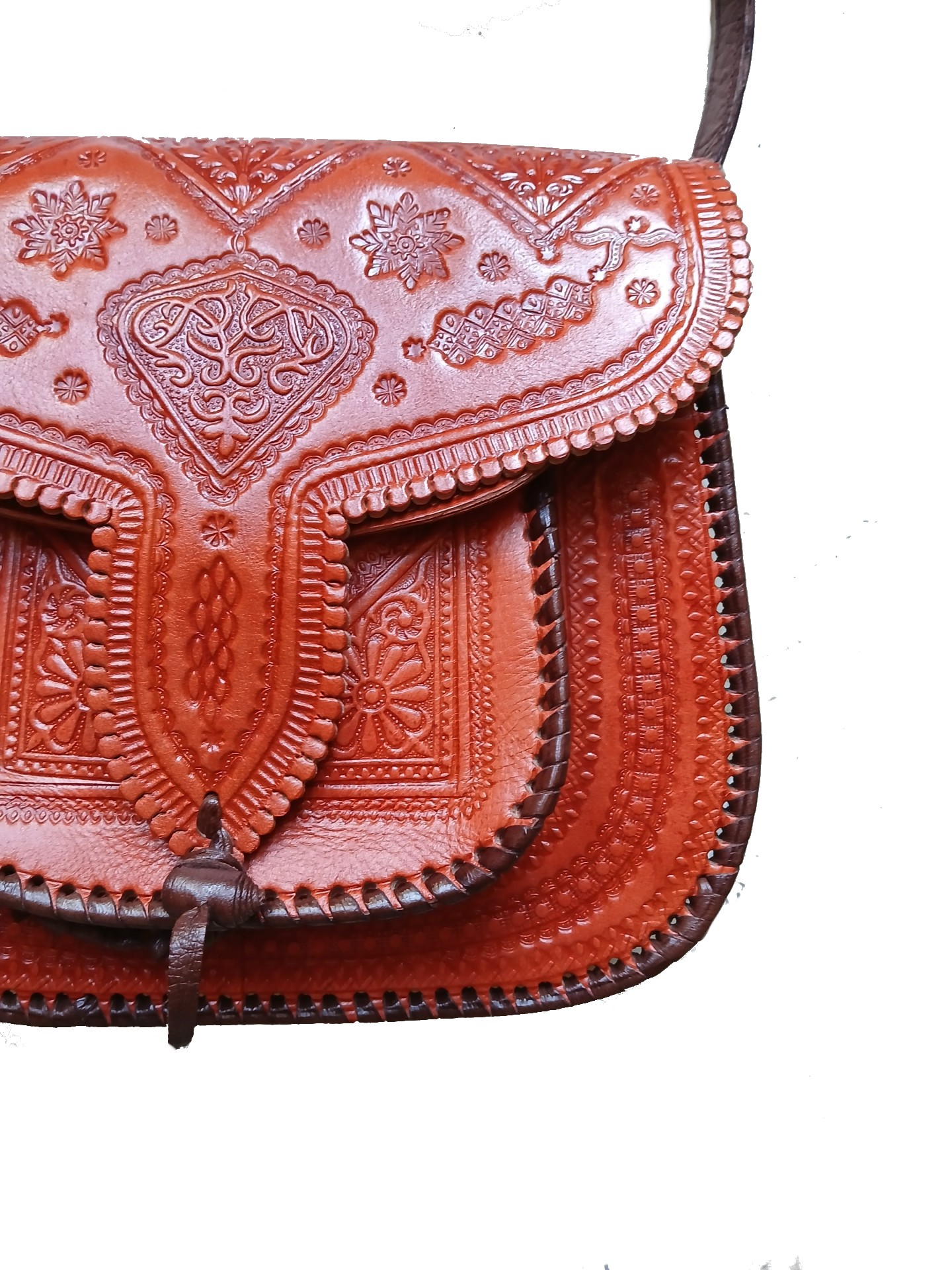 Leather Saddle Bag - Handmade - Orange