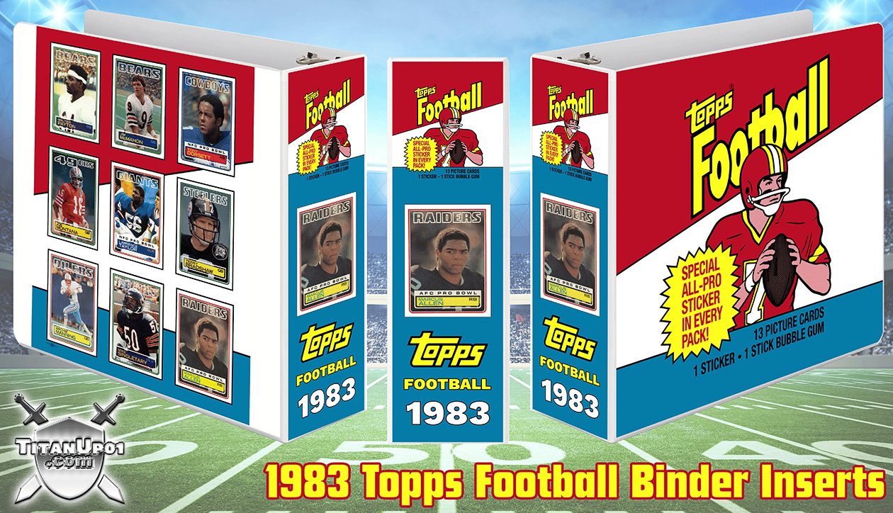 1983 Topps Football Cards Binder Inserts