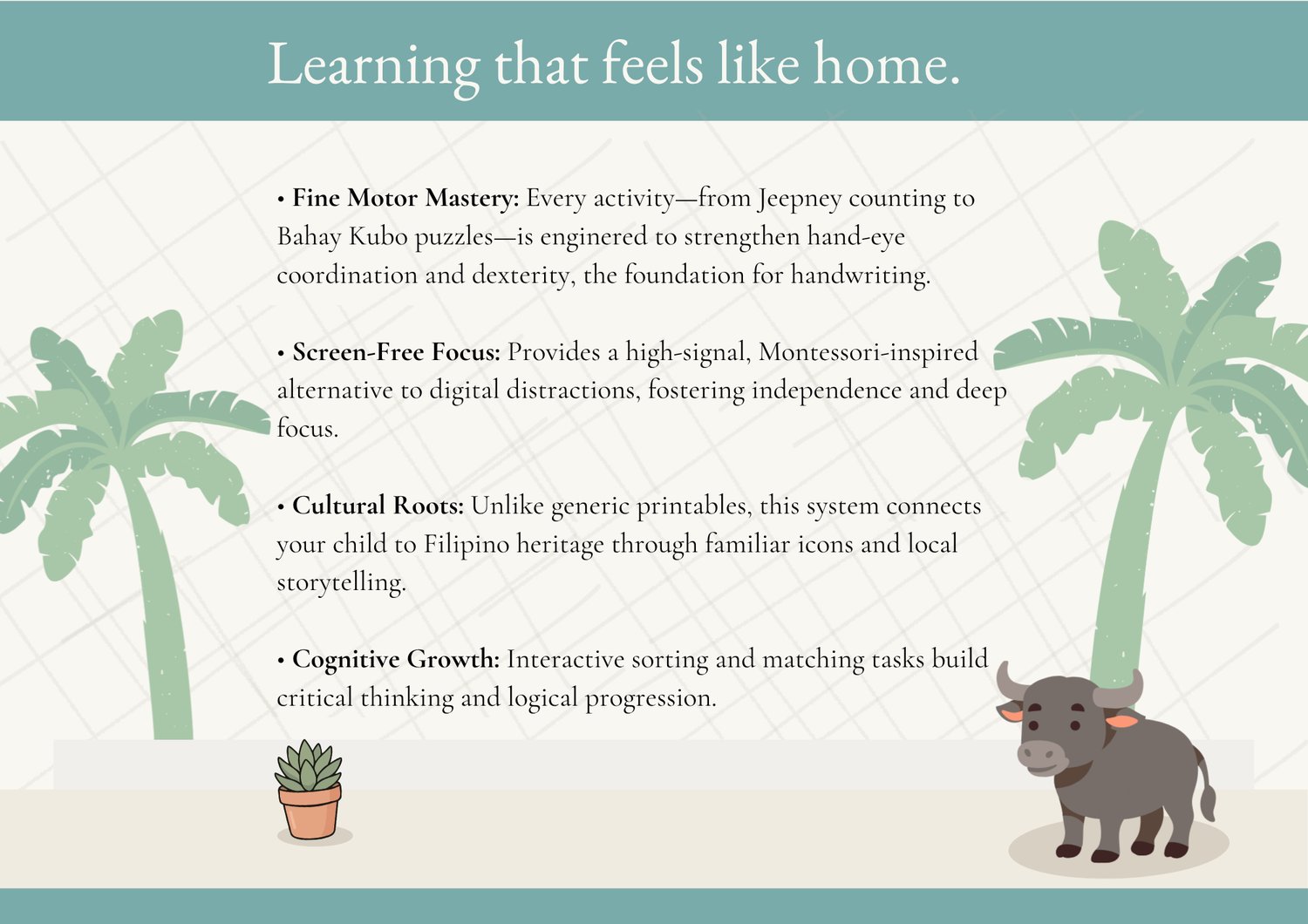 Educational benefits of Pinoy Adventures: fine motor mastery, cultural roots, and cognitive growth.
