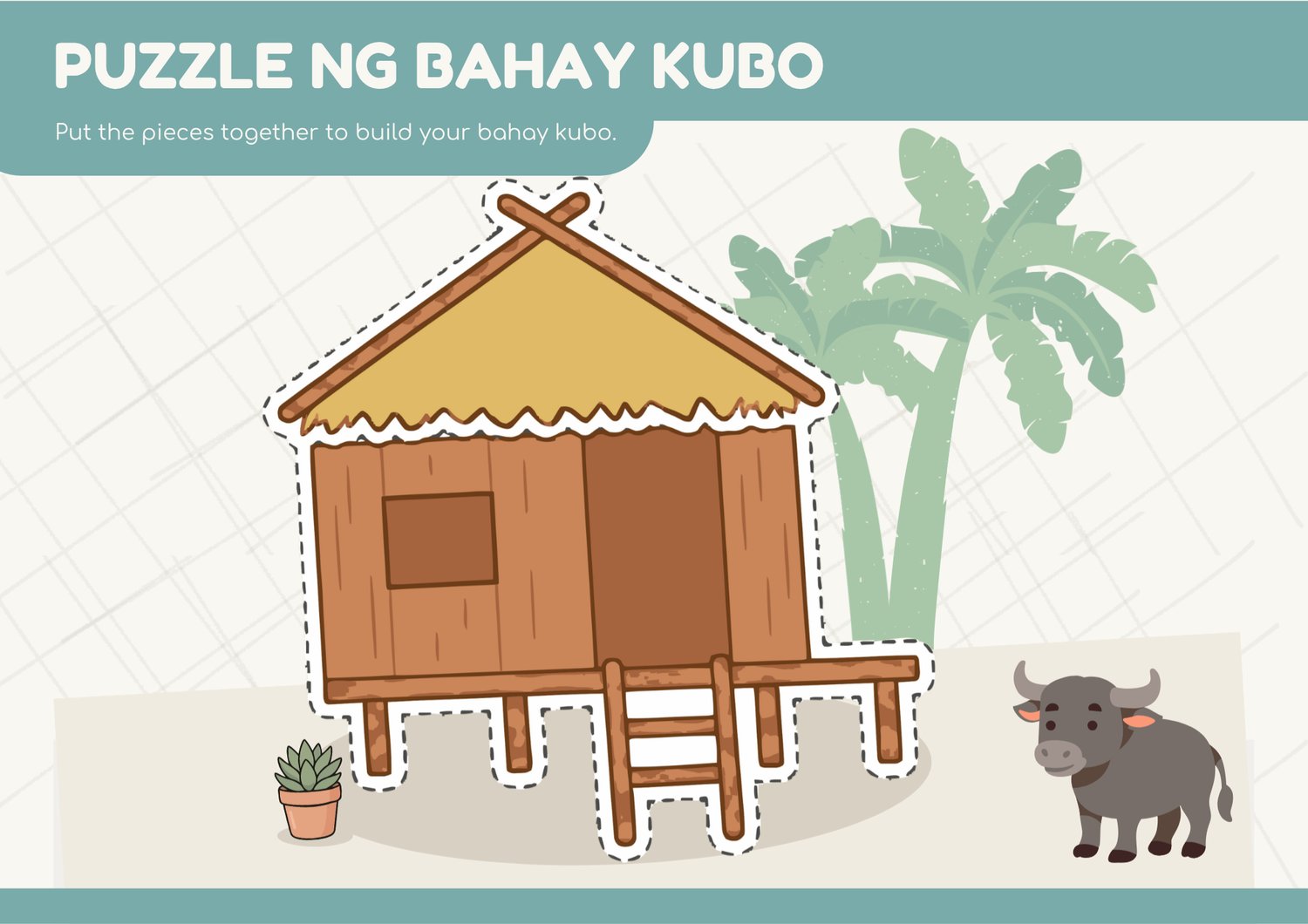 Bahay Kubo puzzle activity for fine motor skill development.