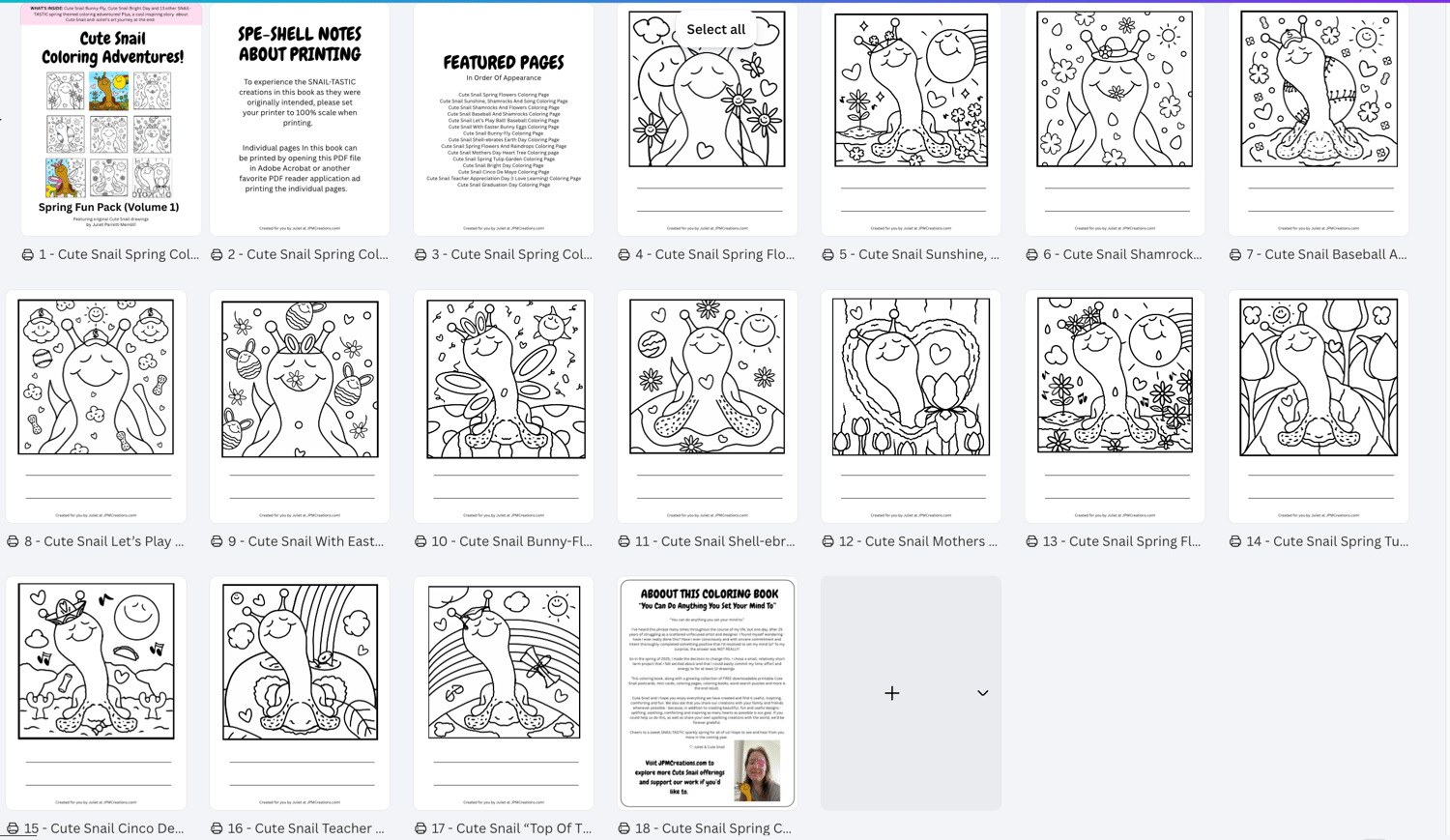 Cute Snail Spring Coloring Book (Inside))