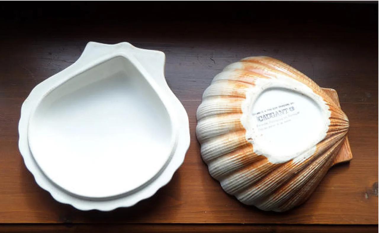 michel caugant  Faience Scallop Shell Lidded Box , 1970s