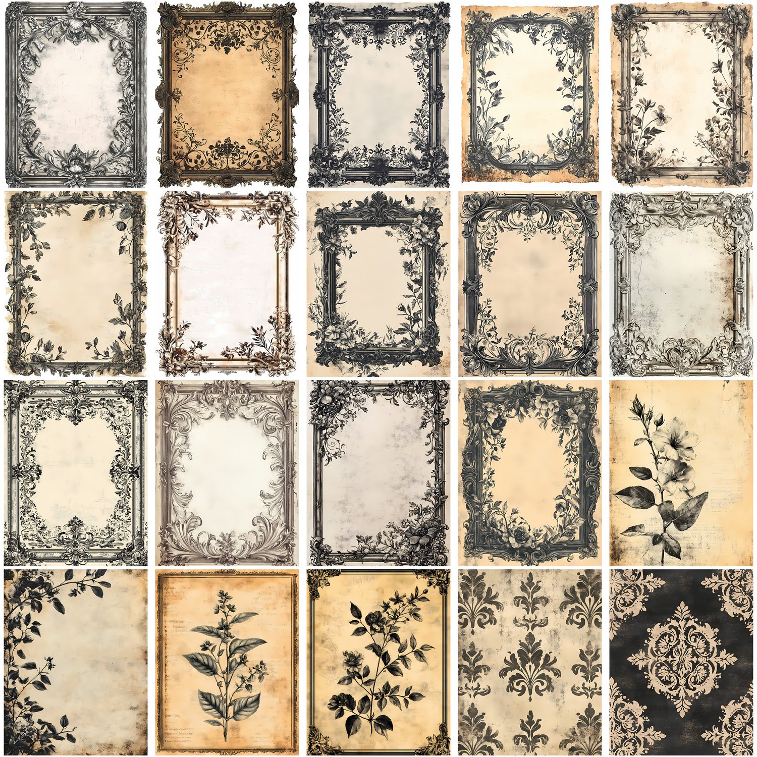 Sepia Botanics Printable Junk Journal Pages Vintage Botanical Ephemera ...