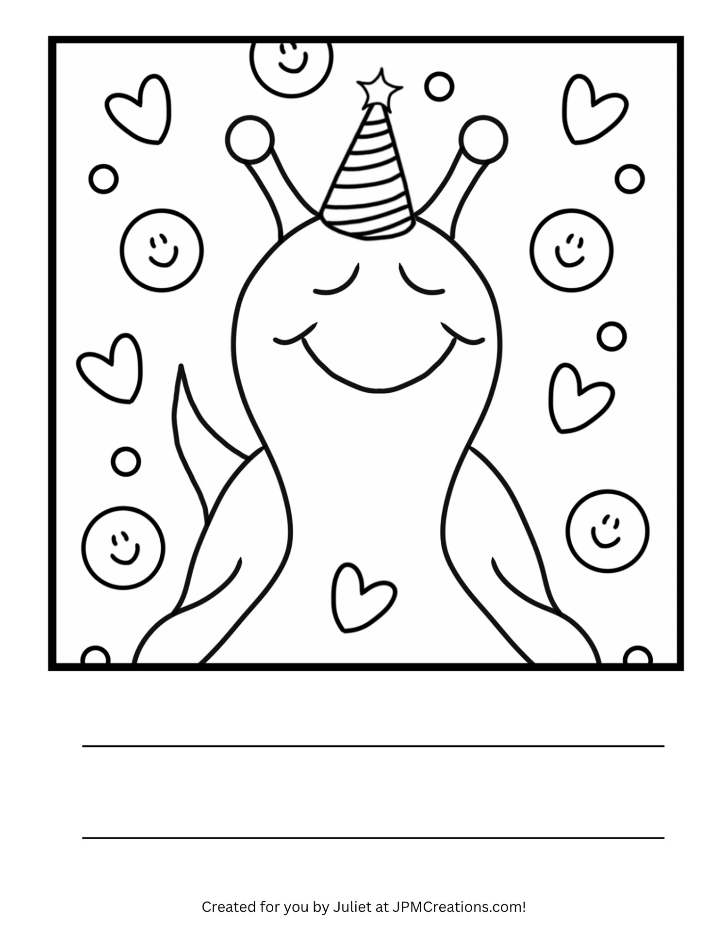FREE Cute Snail Happy Birthday Coloring Page (Letter Size)