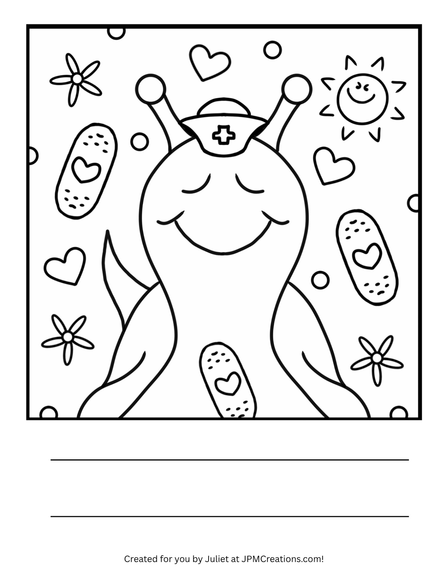 FREE Cute Snail Get Well Soon Coloring Page (Letter Size)
