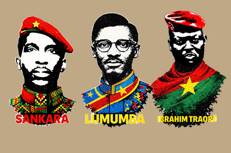 Pan African revolutionaries - Thomas Sankara, Patrice Lumumba and Ibrahim Traore