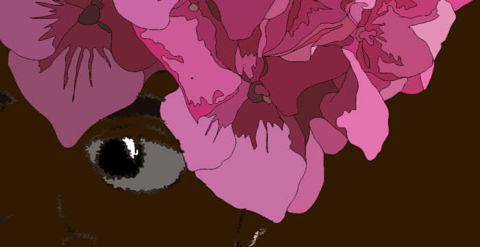 eye with pink flowers
