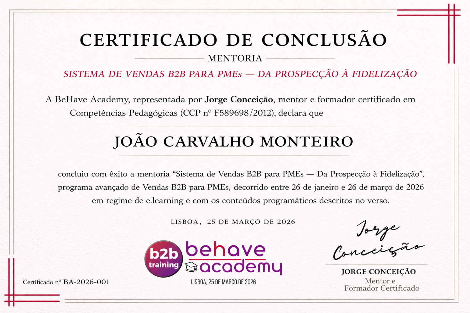 Mentorias e Formação de Vendas para PMEs