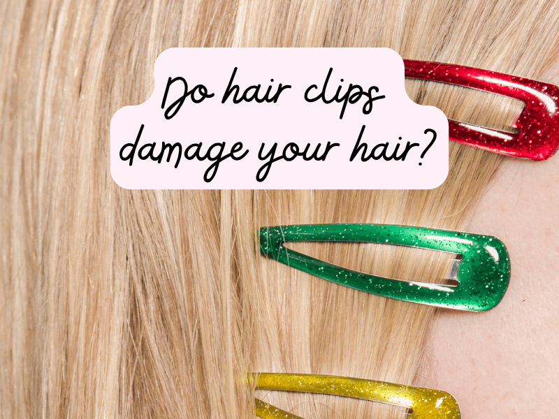 Blondish hair with colorful snap clips