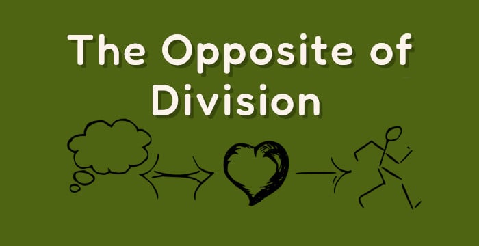 The opposite of division title in jade green background