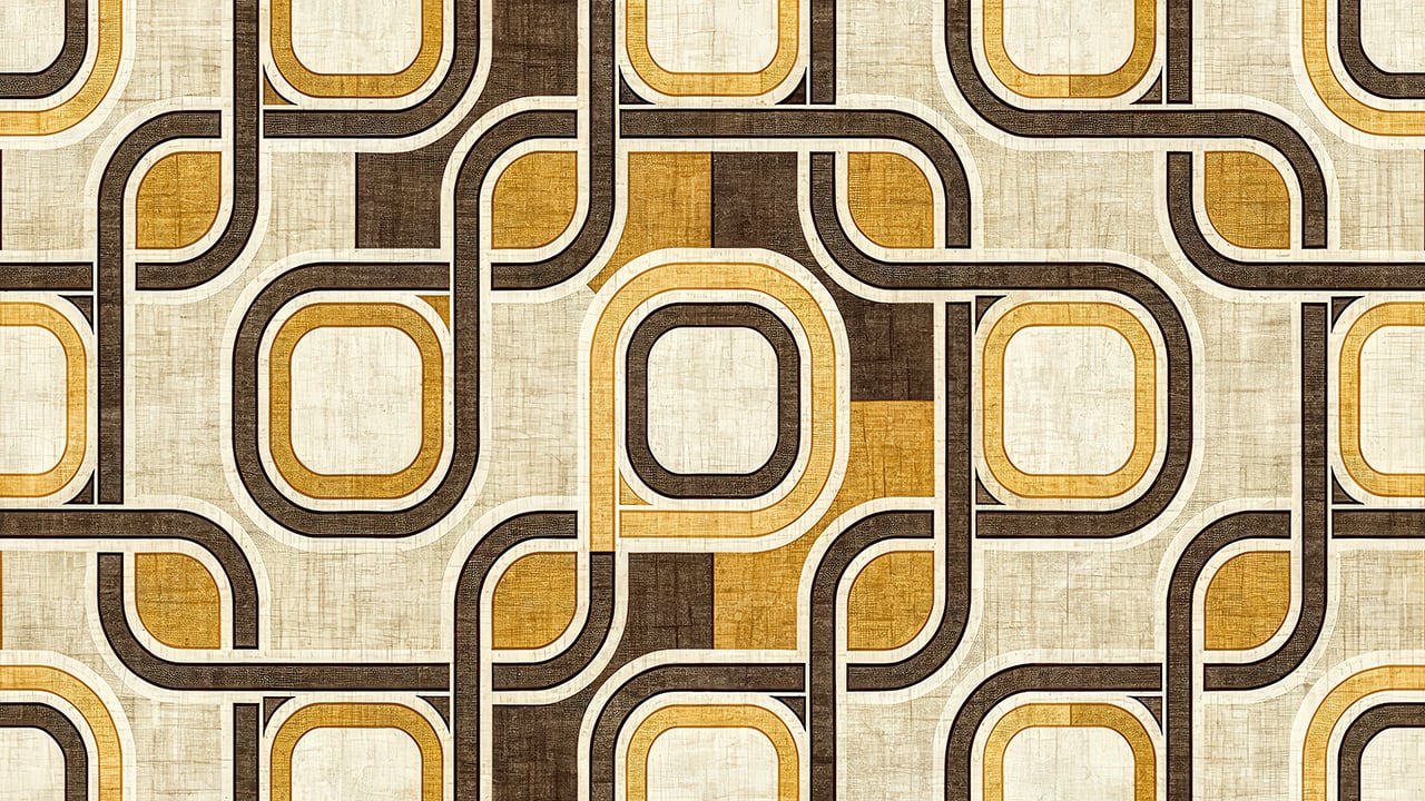 Retro Geometric Seamless Pattern Mid Century Modern Abstract Background Beige Brown Gold Wallpaper Design