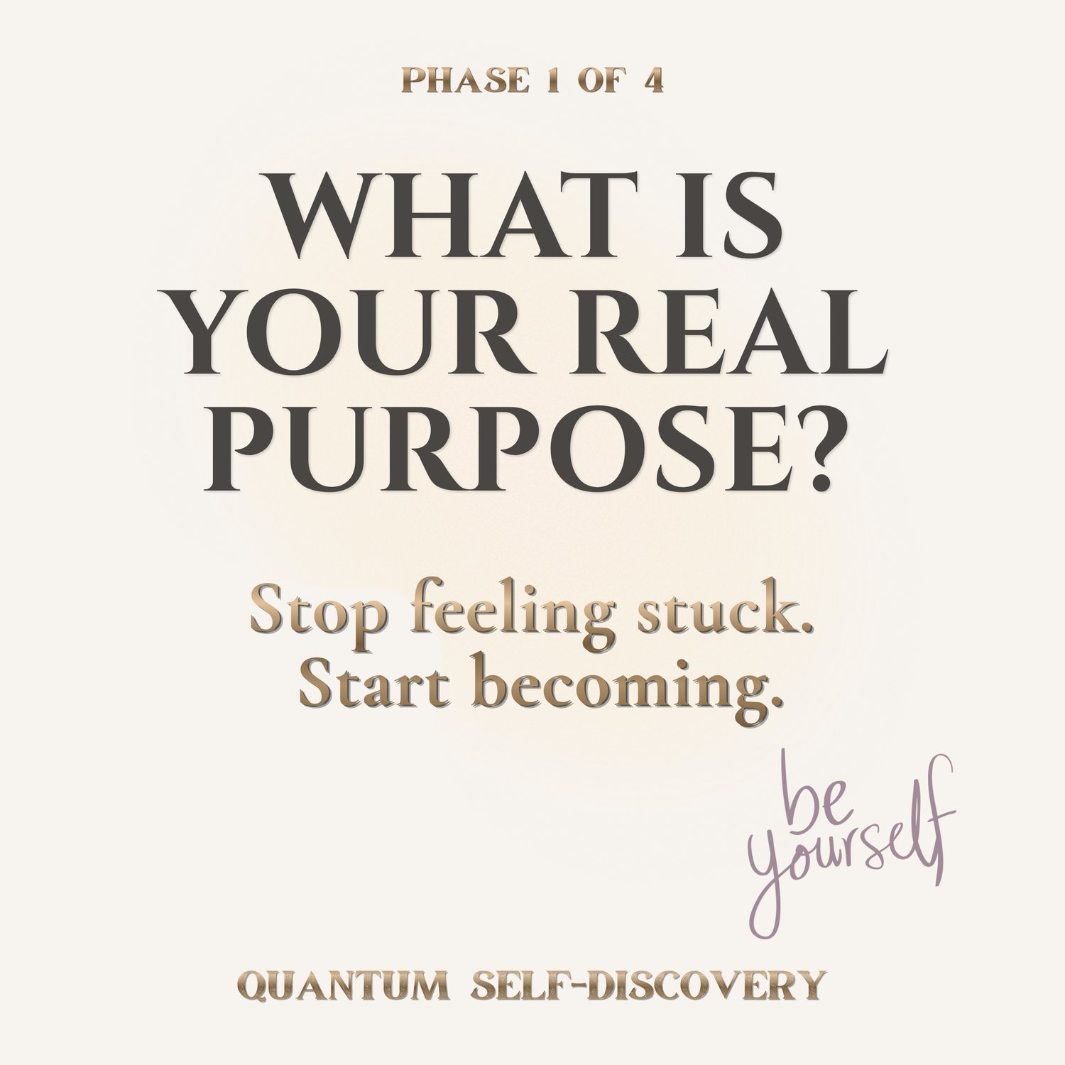 Motivational self-discovery graphic with the text ‘What Is Your Real Purpose?’ focused on identity alignment and personal growth.