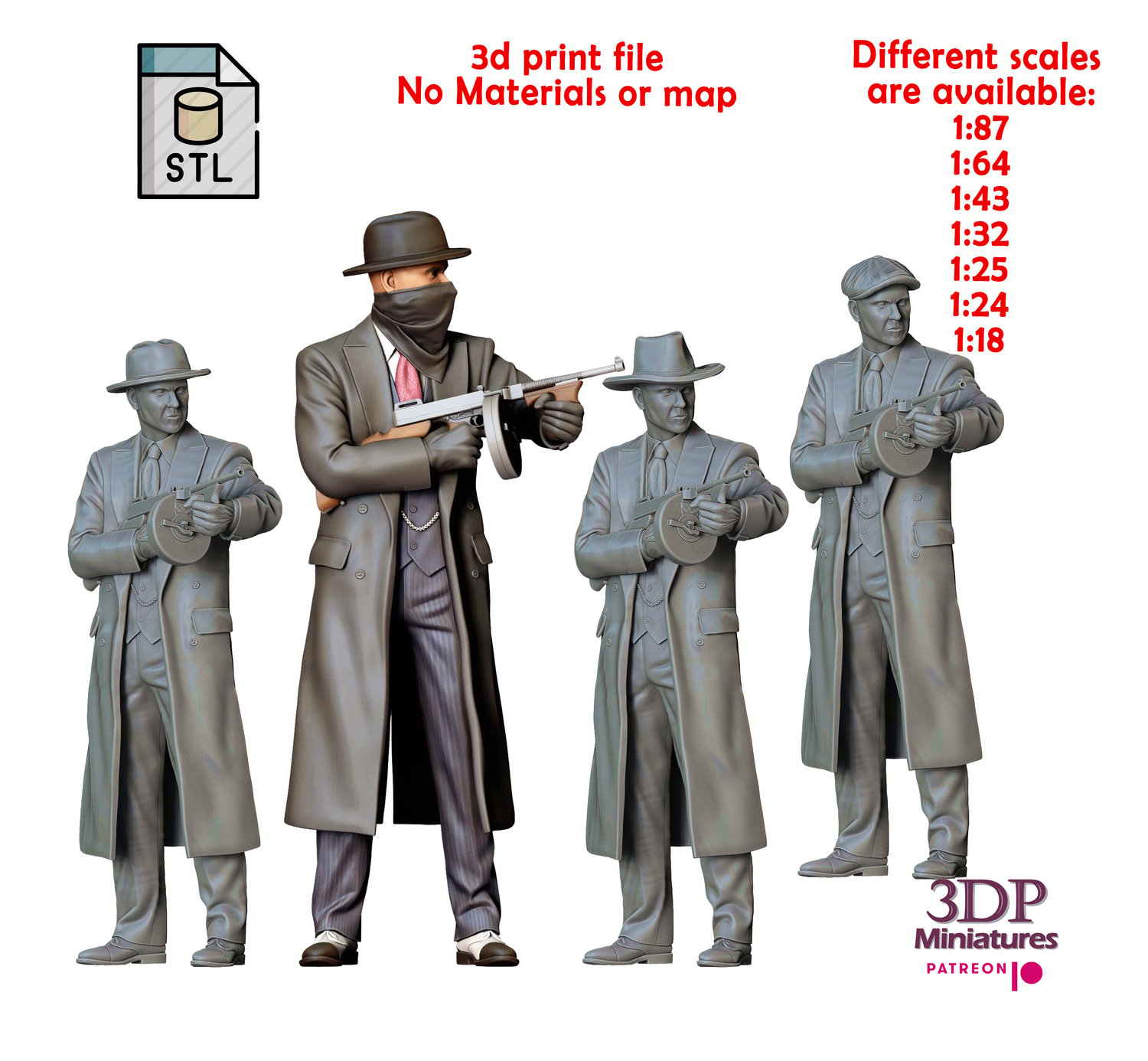 3dp miniatures, N1 Gangsters 1920s