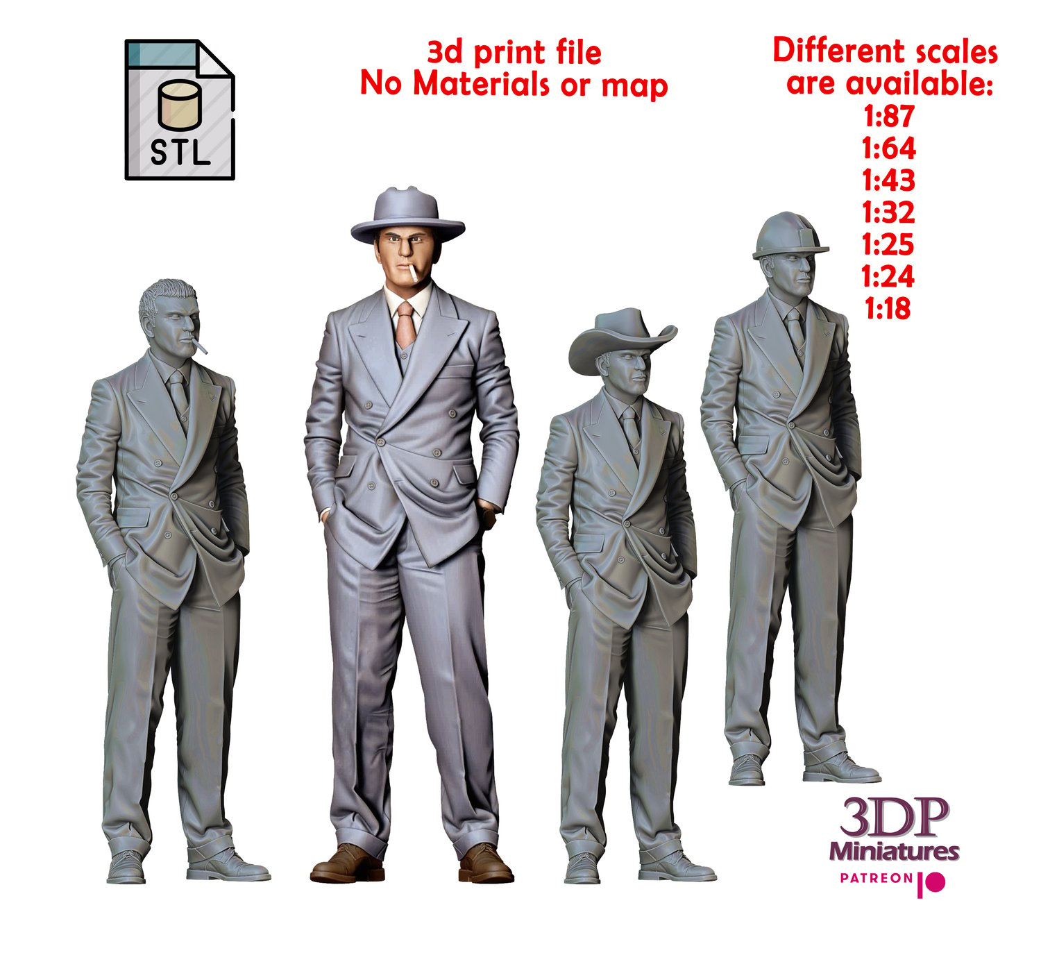 3DP Miniatures, N2 Gangsters 1920s