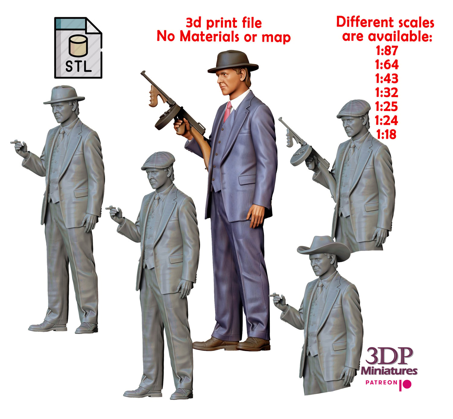 3DP Miniatures, N3 Gangsters 1920s