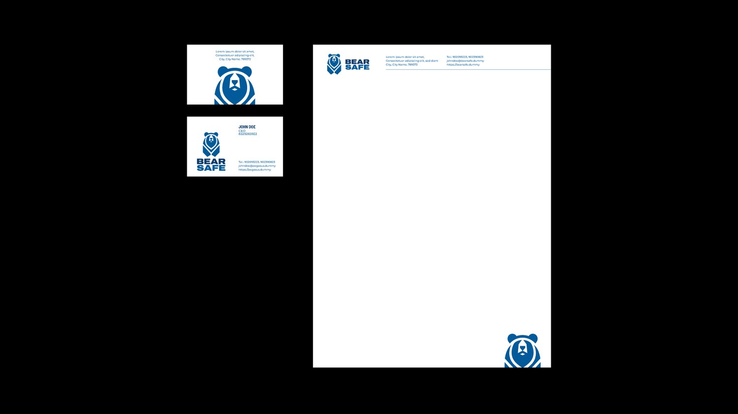Bear Safe Brand Identity Kit – Modern Bear Logo Design, Corporate Branding & Merchandise Mockup Bundle