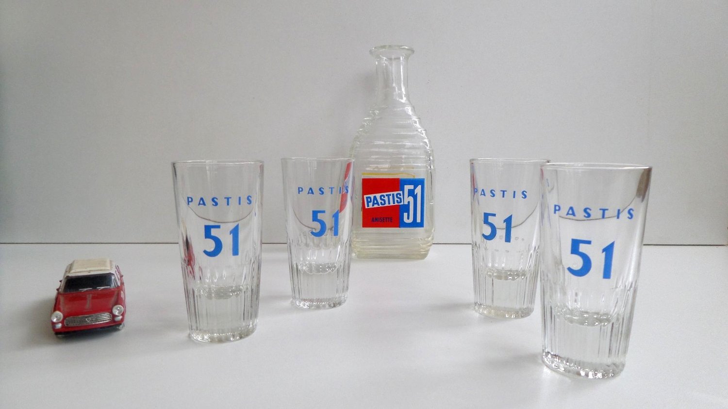 set of four French vintage pastis 51 glasses