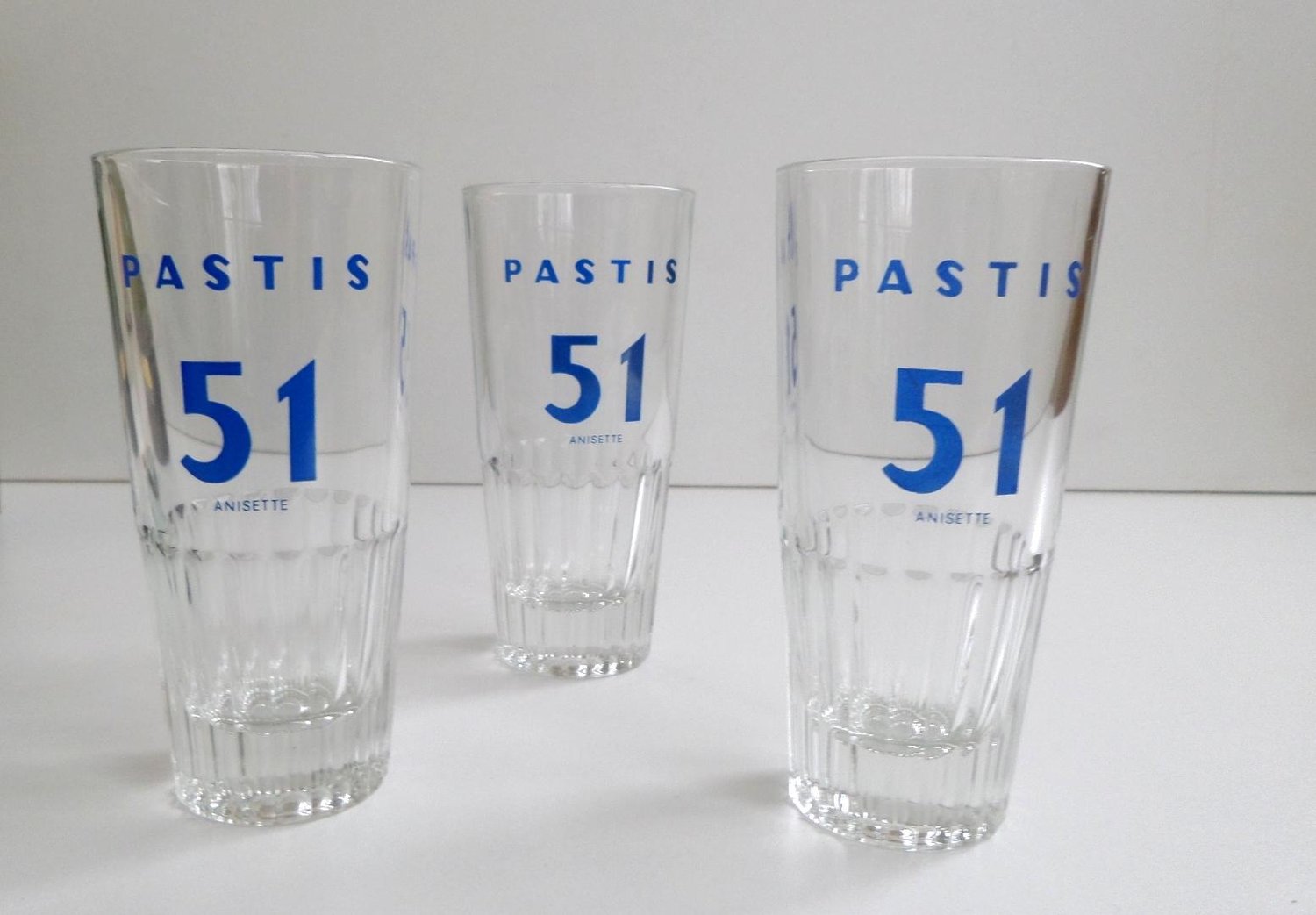 set of three French vintage pastis 51 glasses