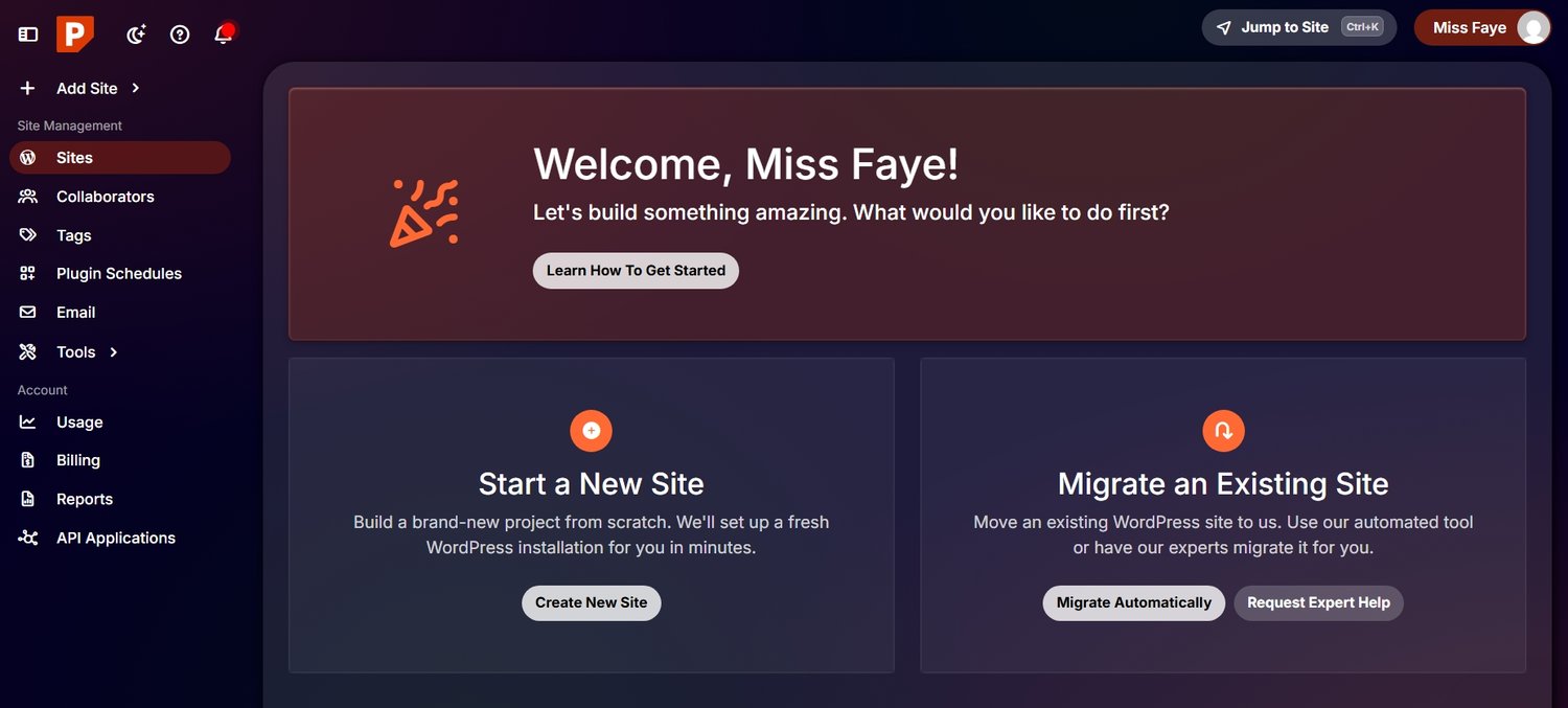 My Pressable dashboard