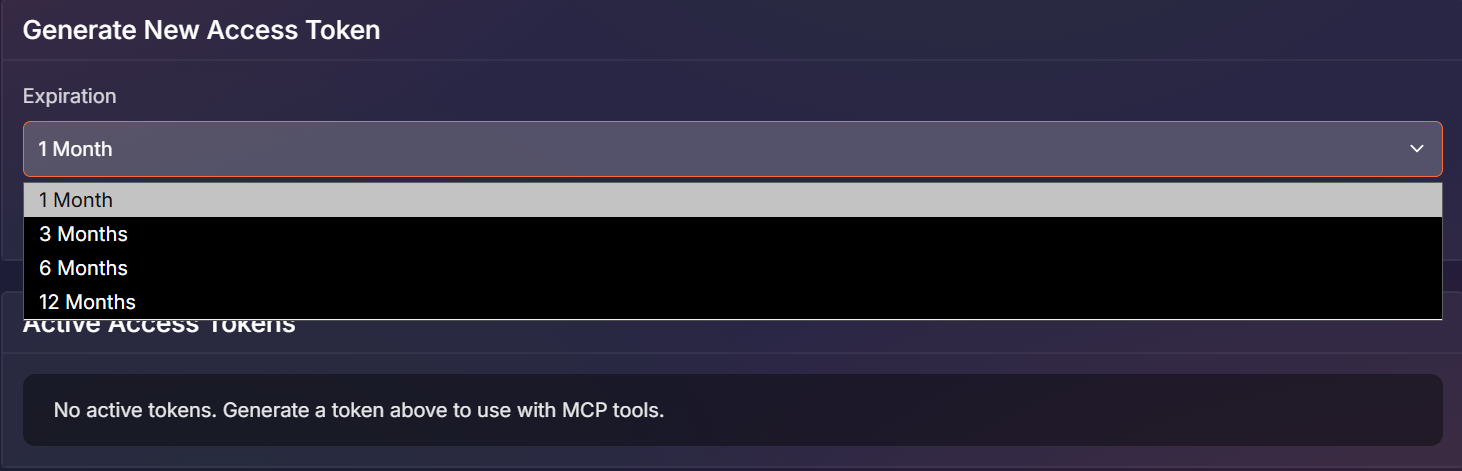 Selecting Pressable MCP Token Expiration Date