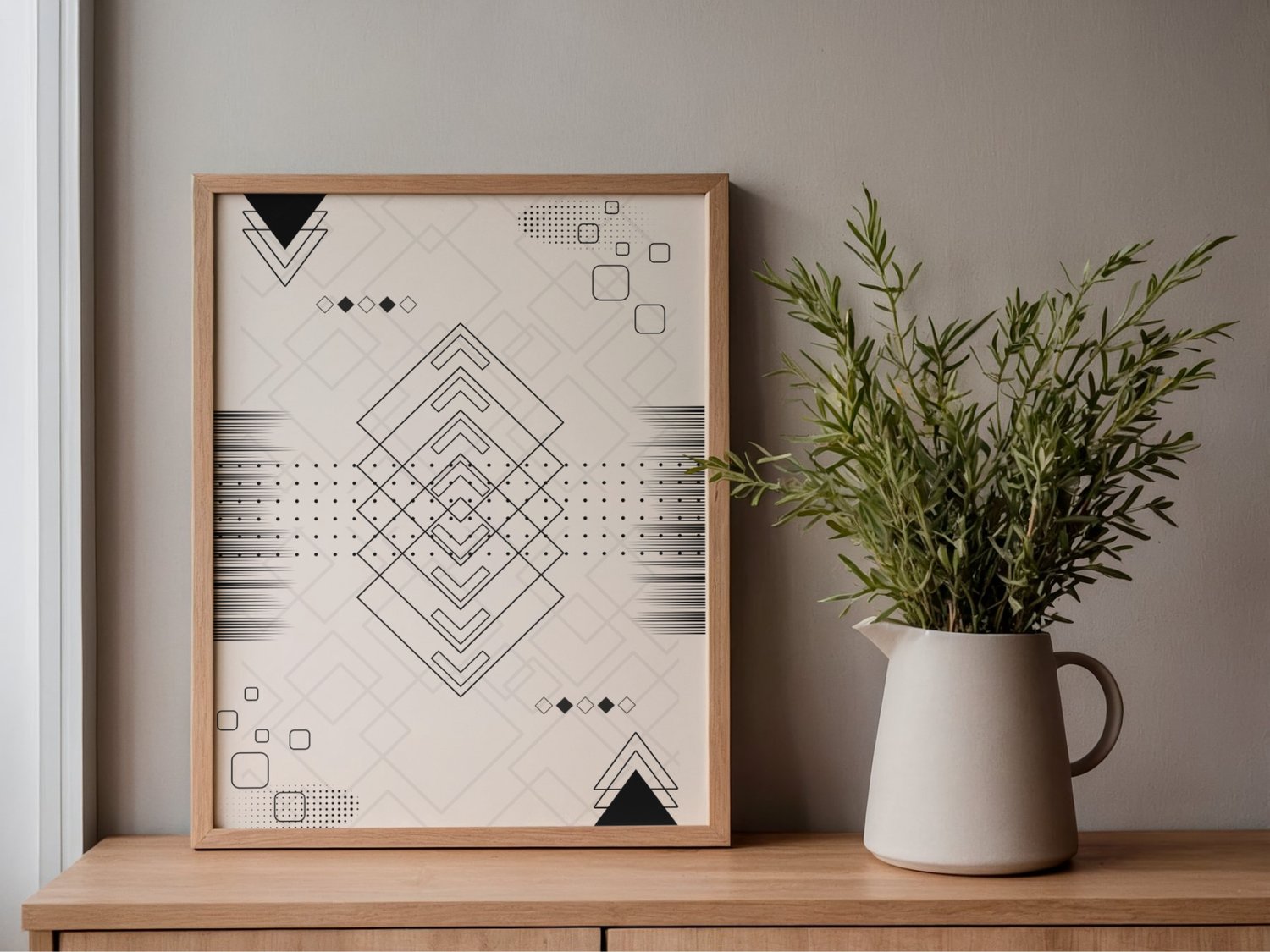 Luxury Minimalist Abstract Wall Art – Black & White Geometric Print for ...