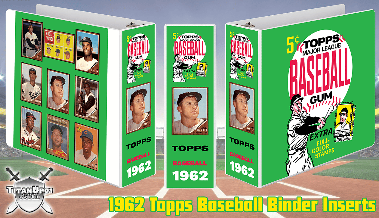 1962 Topps Baseball Cards Binder Inserts