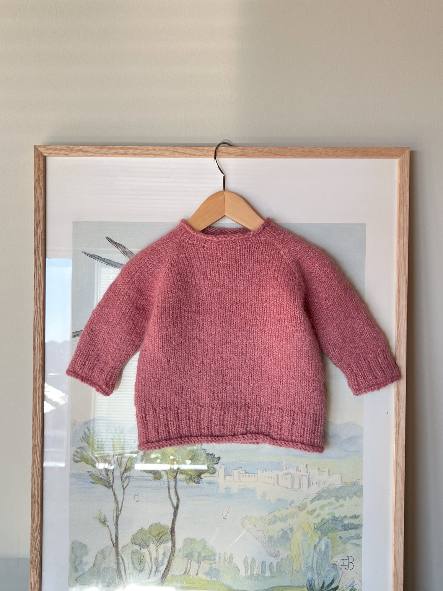 rosa raglangenser med ribb og rullekant