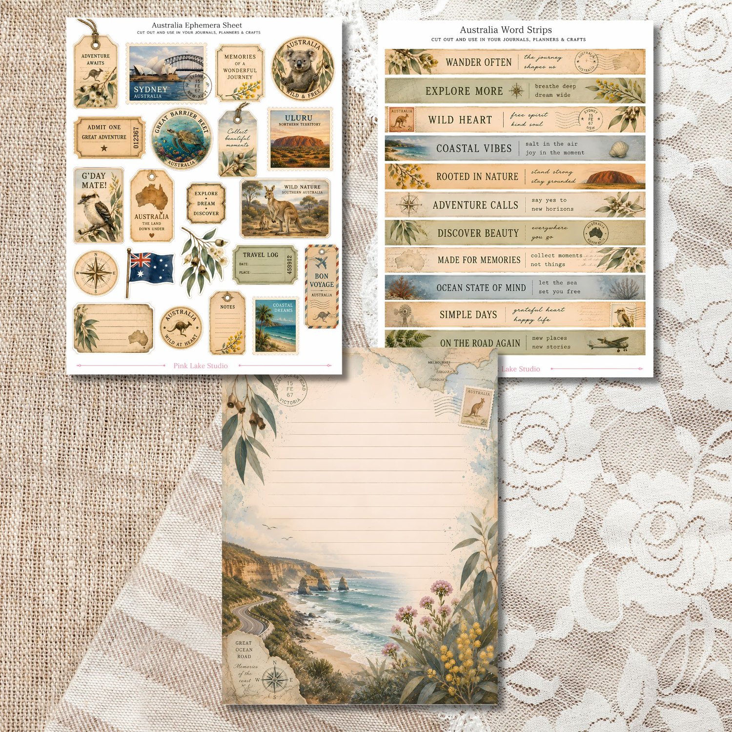 Australia Ephemera Pages Vintage Australia Junk Journal Kit with Travel ...