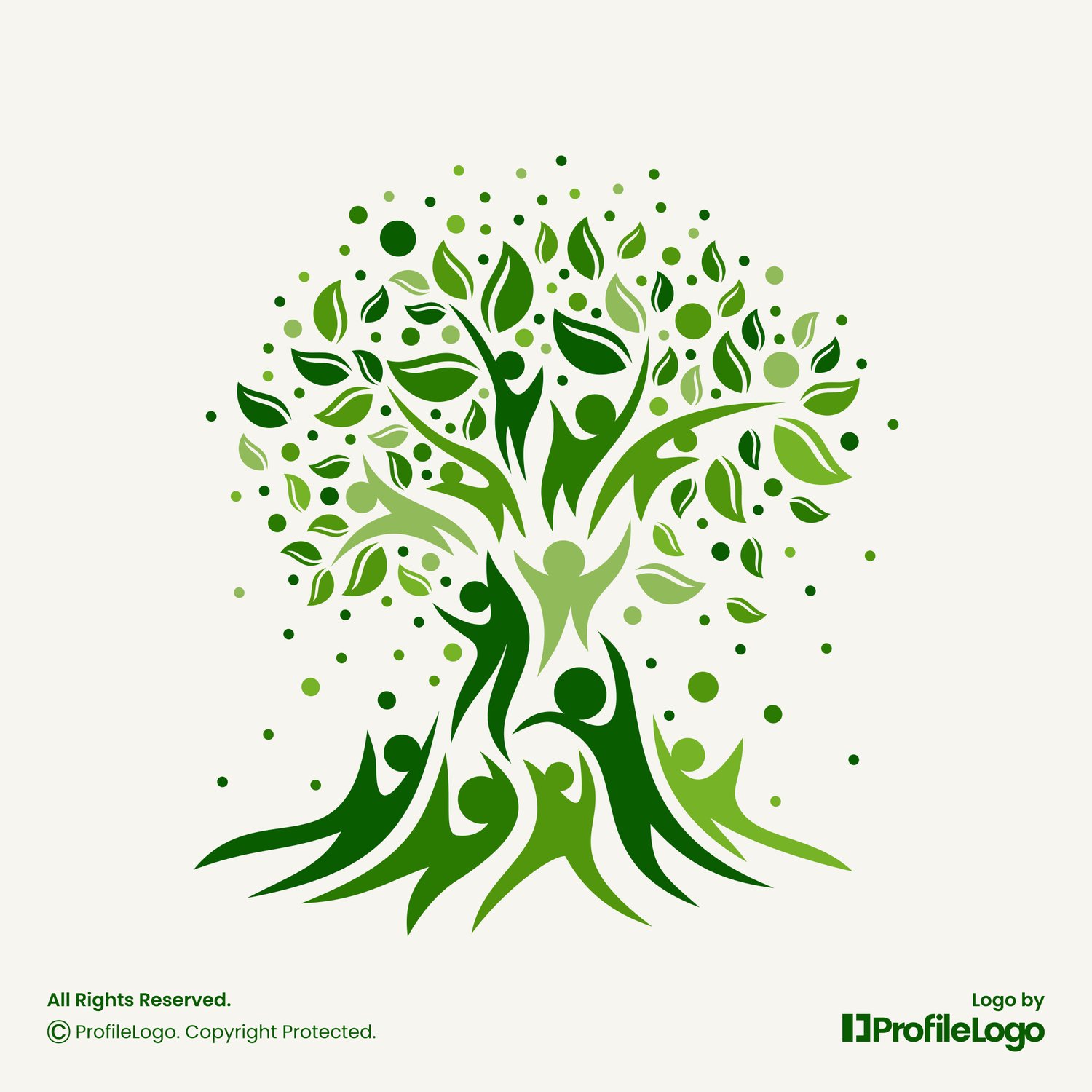 Natural organic people tree logo by ProfileLogo with light background