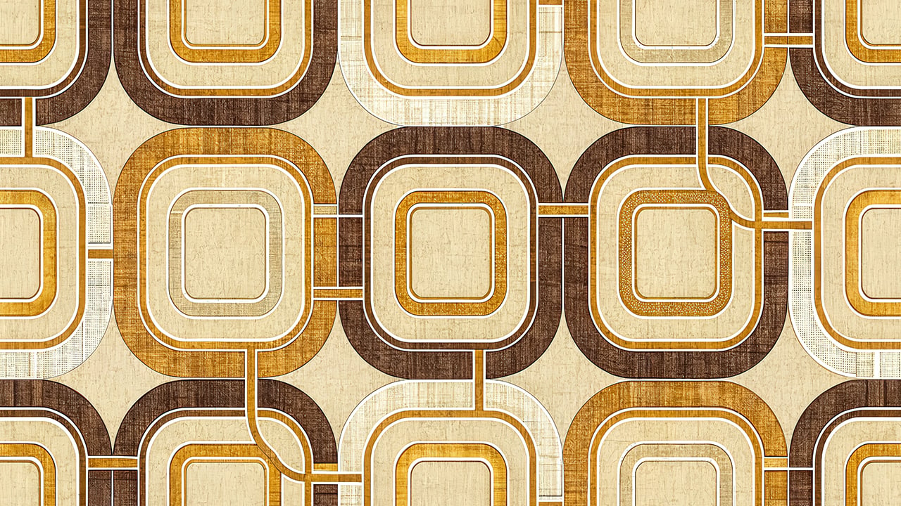 Retro Geometric Seamless Pattern Mid Century Modern Abstract Background Beige Brown Gold Wallpaper Design