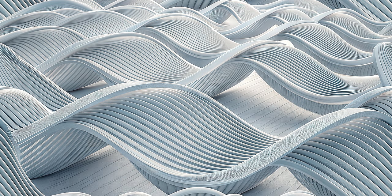 Abstract Wave Seamless Pattern Light Blue 3D Ribbed Flow Background for Wallpaper Fabric and Prints