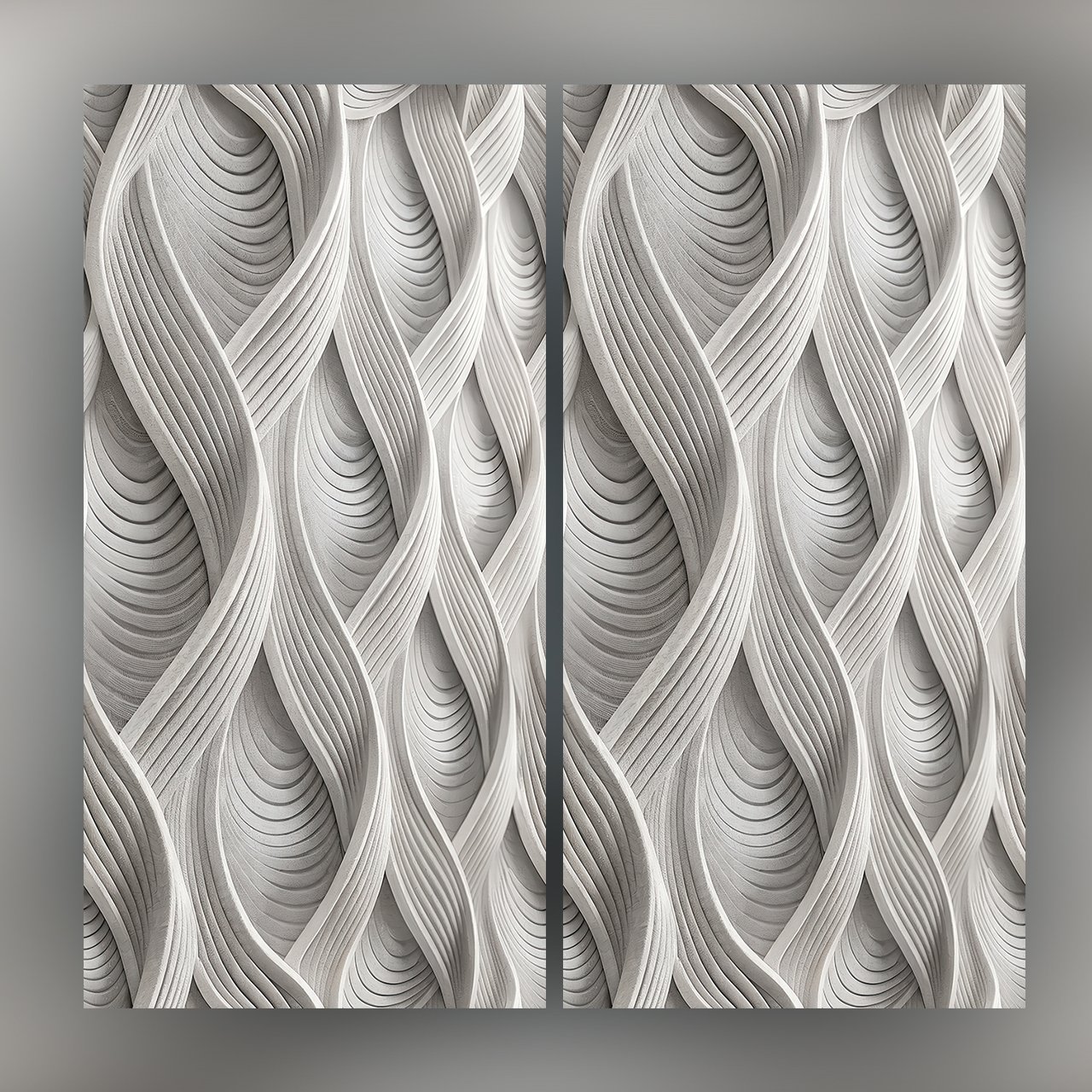 Abstract White Wave Seamless Pattern 3D Ribbed Flow Texture Minimalist Background for Wallpaper and Fabric Design
