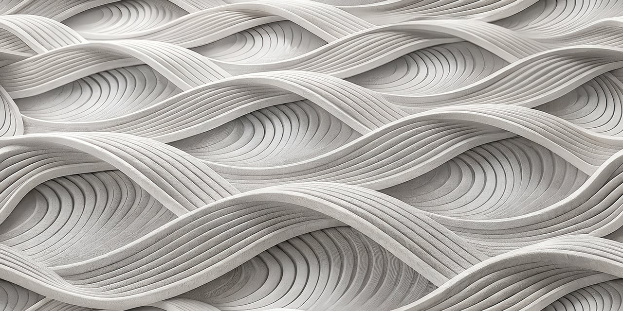 Abstract White Wave Seamless Pattern 3D Ribbed Flow Texture Minimalist Background for Wallpaper and Fabric Design