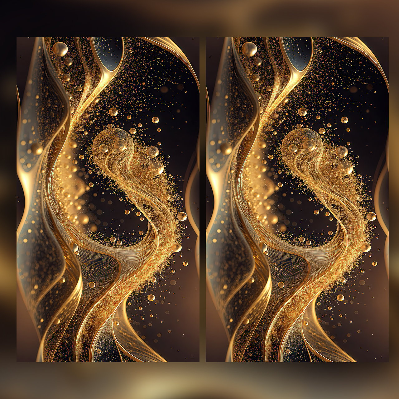 Luxury Gold Wave Seamless Pattern Abstract Metallic Flow Texture Black Background for Wallpaper and Prints