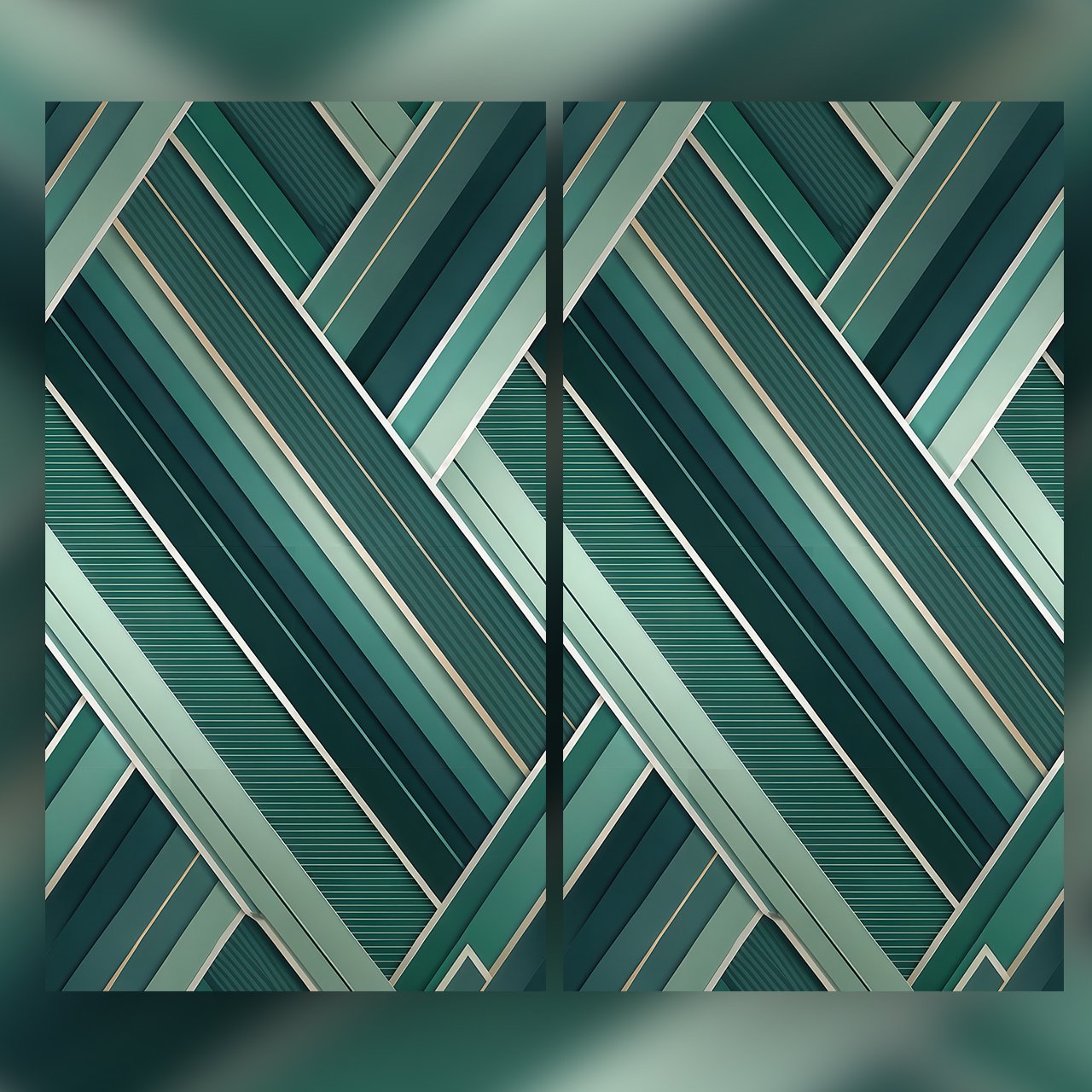 Modern Emerald Green Geometric Seamless Pattern Abstract Linear Architecture Texture for Wallpaper and Prints