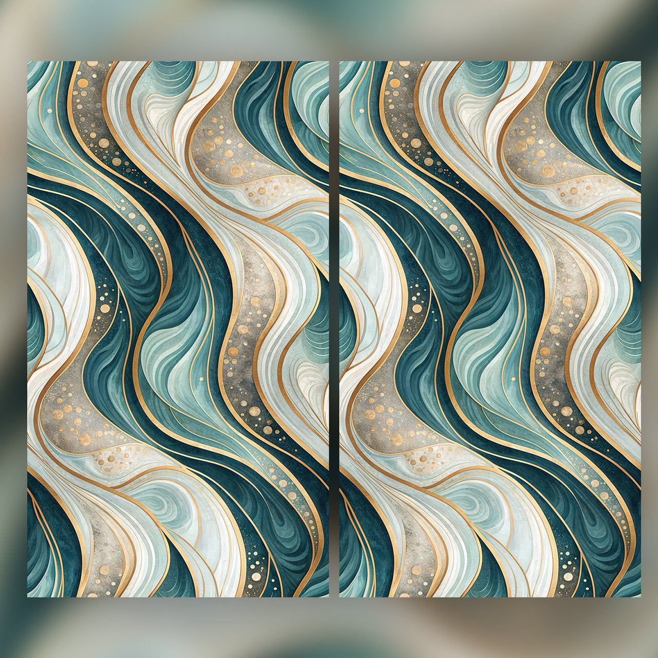 Luxury Teal Green Gold Marble Agate Seamless Pattern Abstract Fluid Wave Texture for Wallpaper and Prints