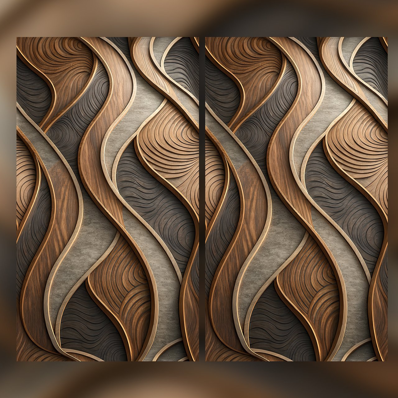 Modern Wood Grain Wave Seamless Pattern Abstract 3D Wall Panel Texture for Wallpaper and Prints