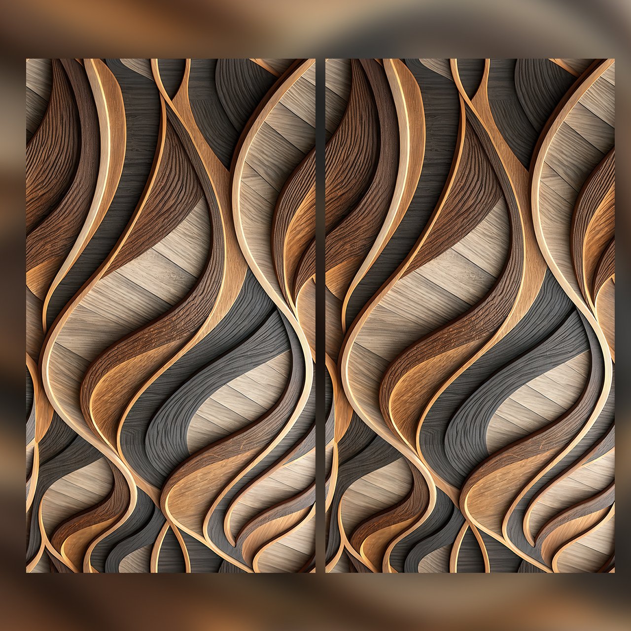 Luxury 3D Wood Grain Wave Seamless Pattern Abstract Layered Wall Panel Texture for Wallpaper and Prints