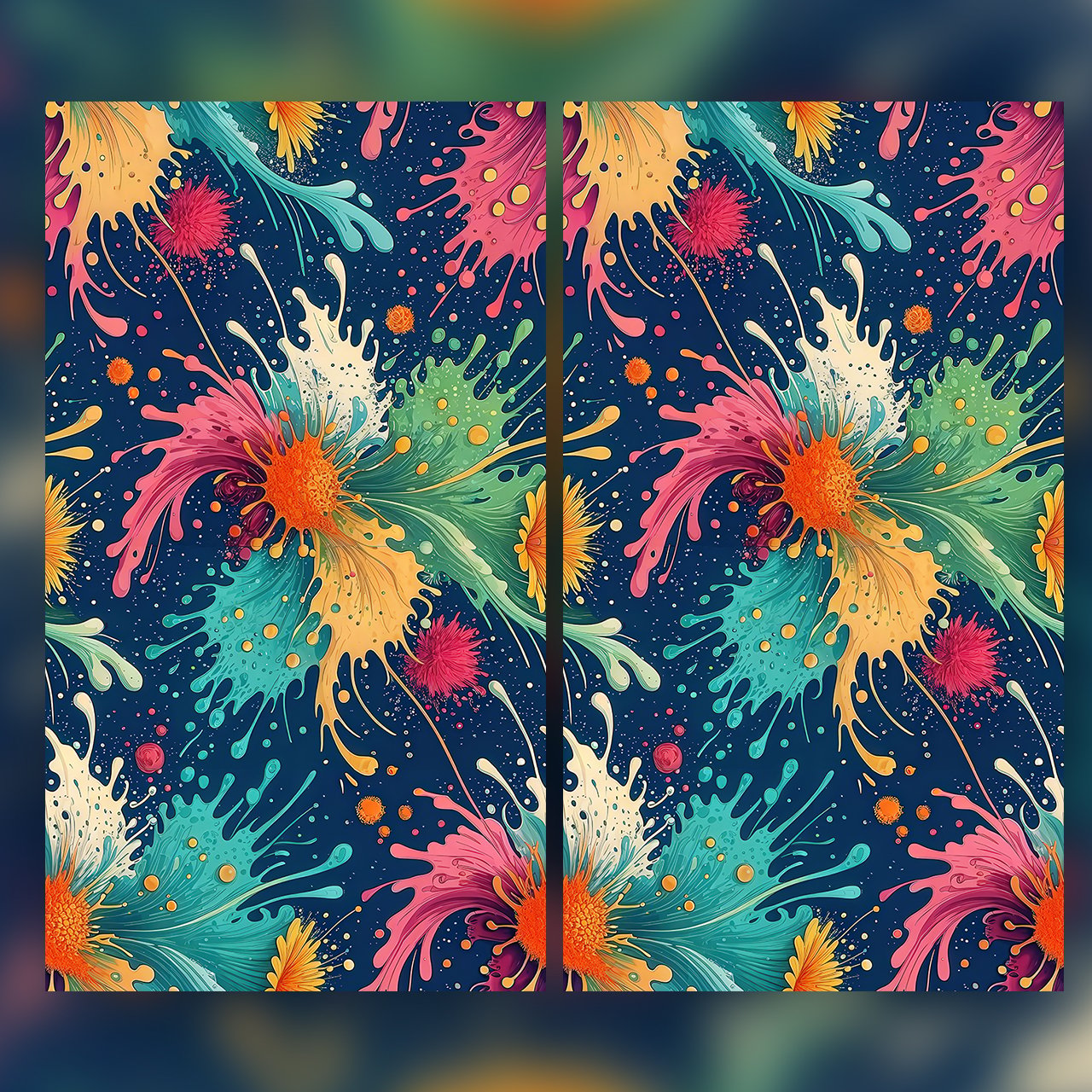Colorful Paint Splash Floral Seamless Pattern Abstract Flower Wallpaper Texture for Fabric and Prints