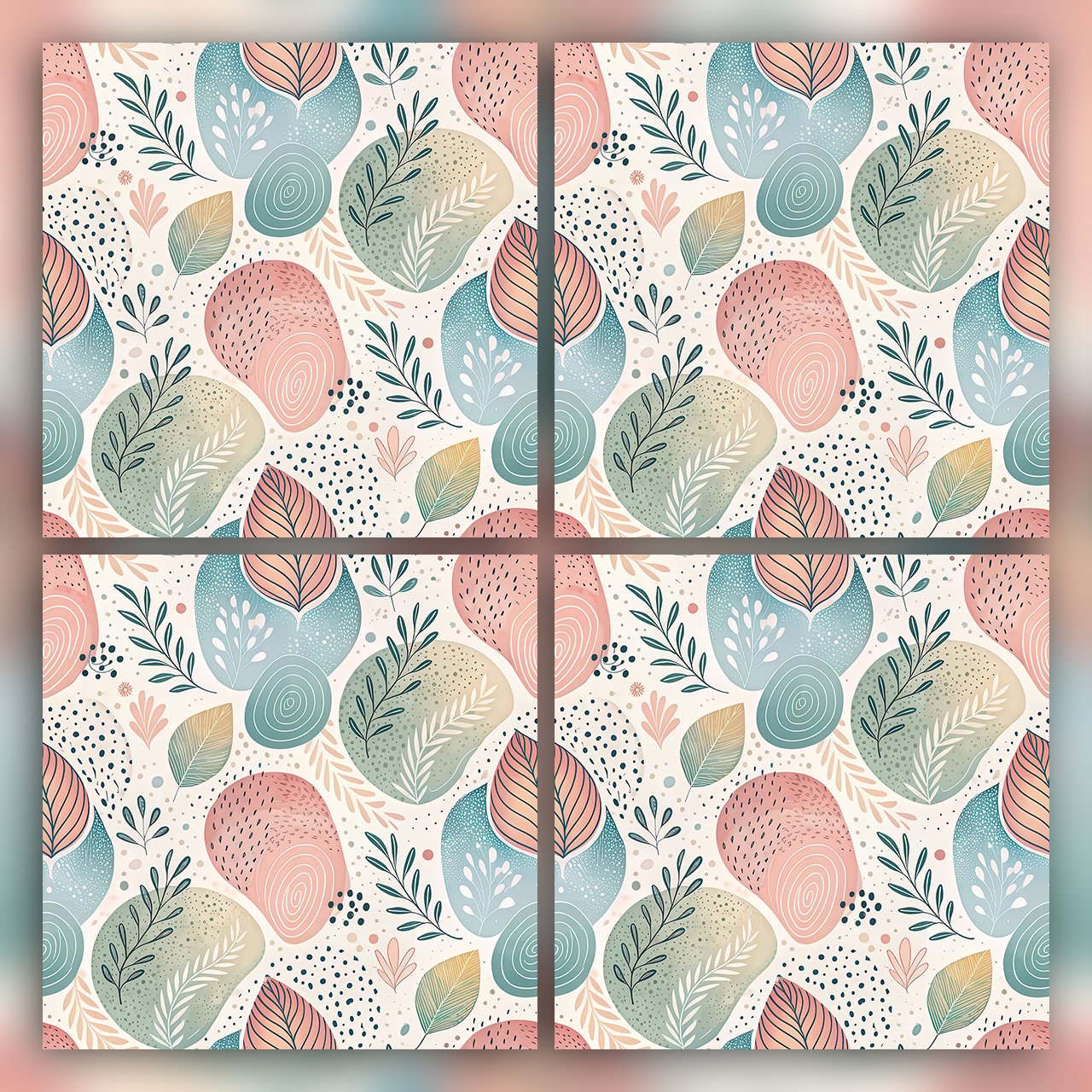 Pastel Botanical Leaf Seamless Pattern Abstract Minimal Nature Wallpaper Texture for Fabric and Prints