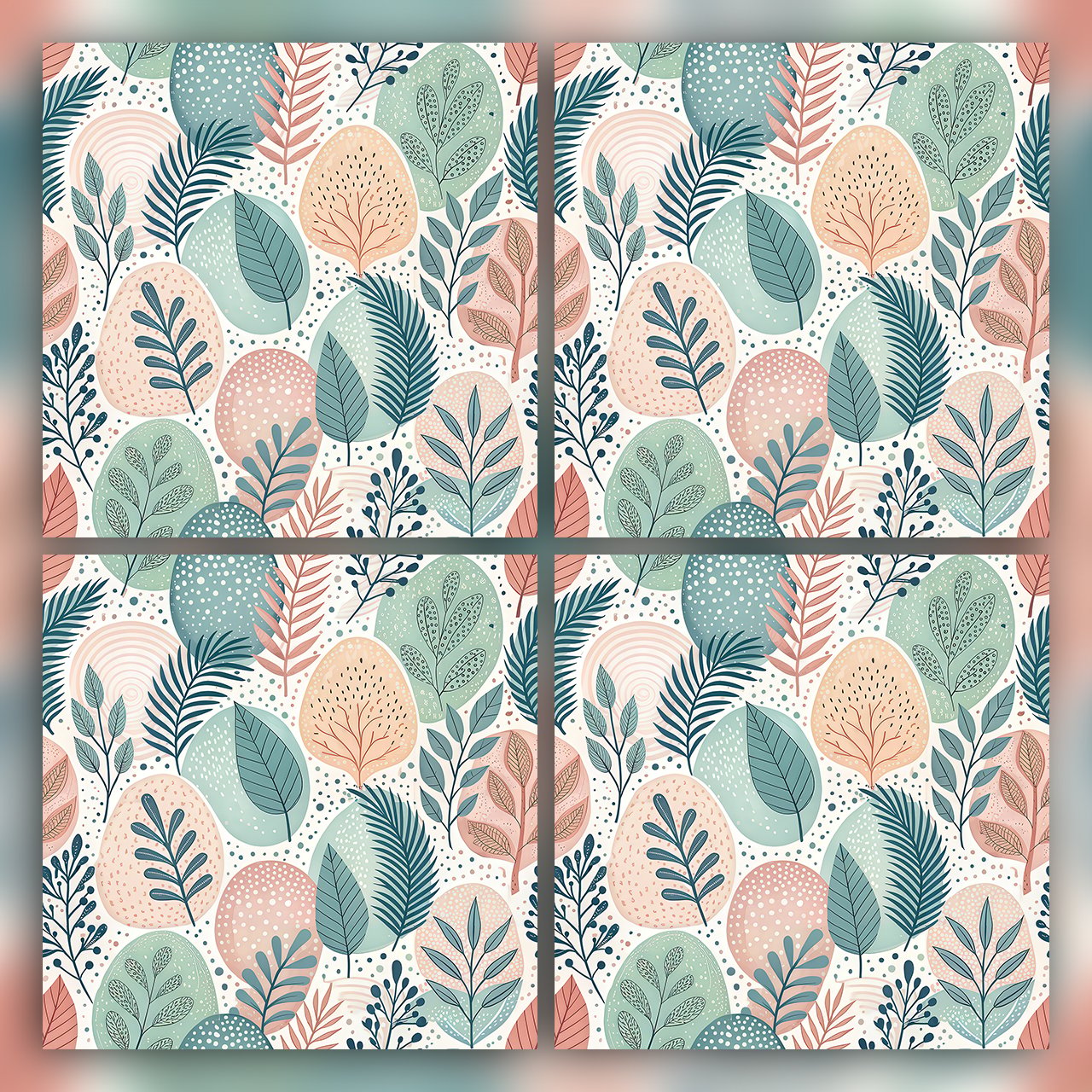 Pastel Botanical Leaves Seamless Pattern Abstract Nature Wallpaper Texture for Fabric and Prints