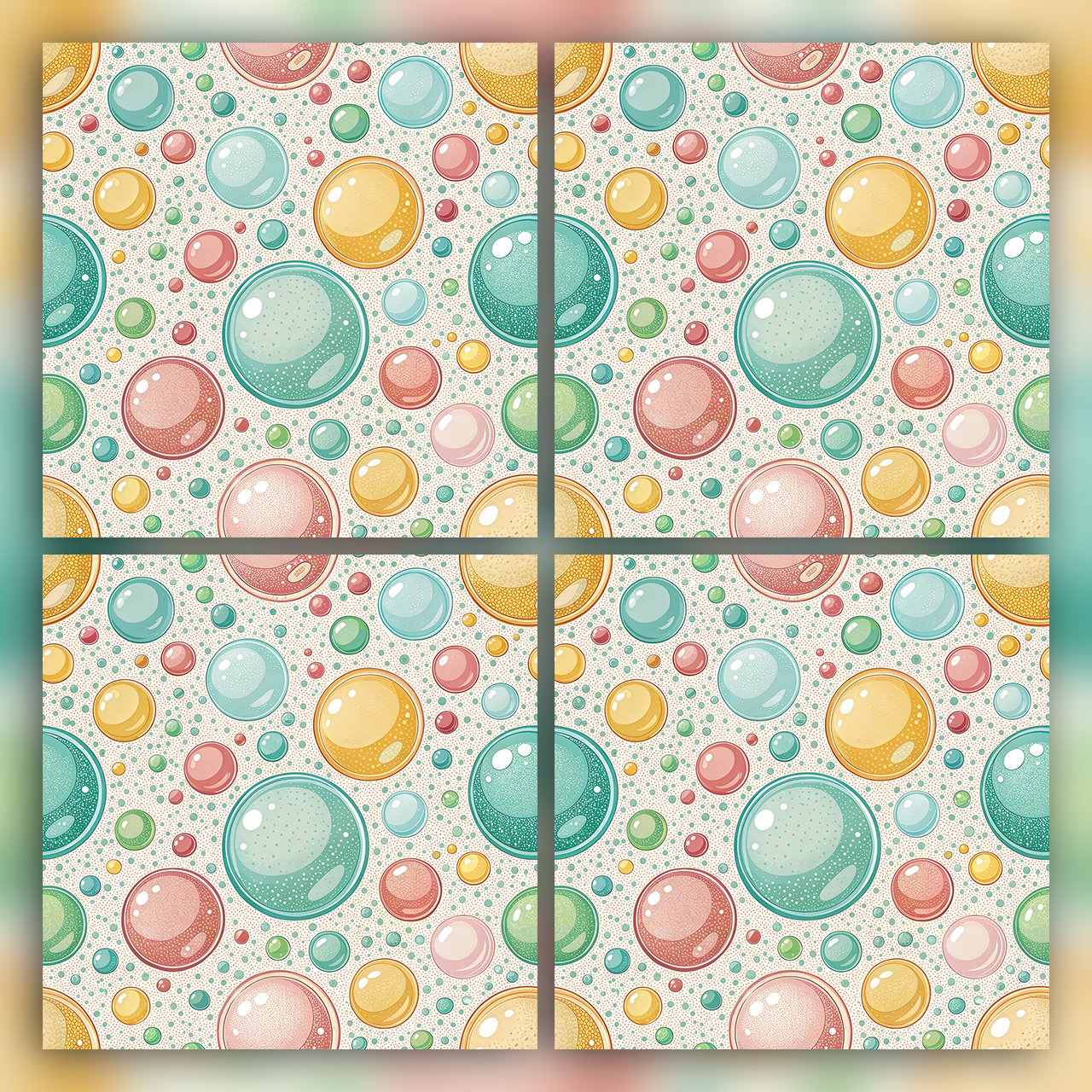 Colorful Bubble Seamless Pattern Pastel Glossy Circle Abstract Wallpaper Texture for Fabric and Prints