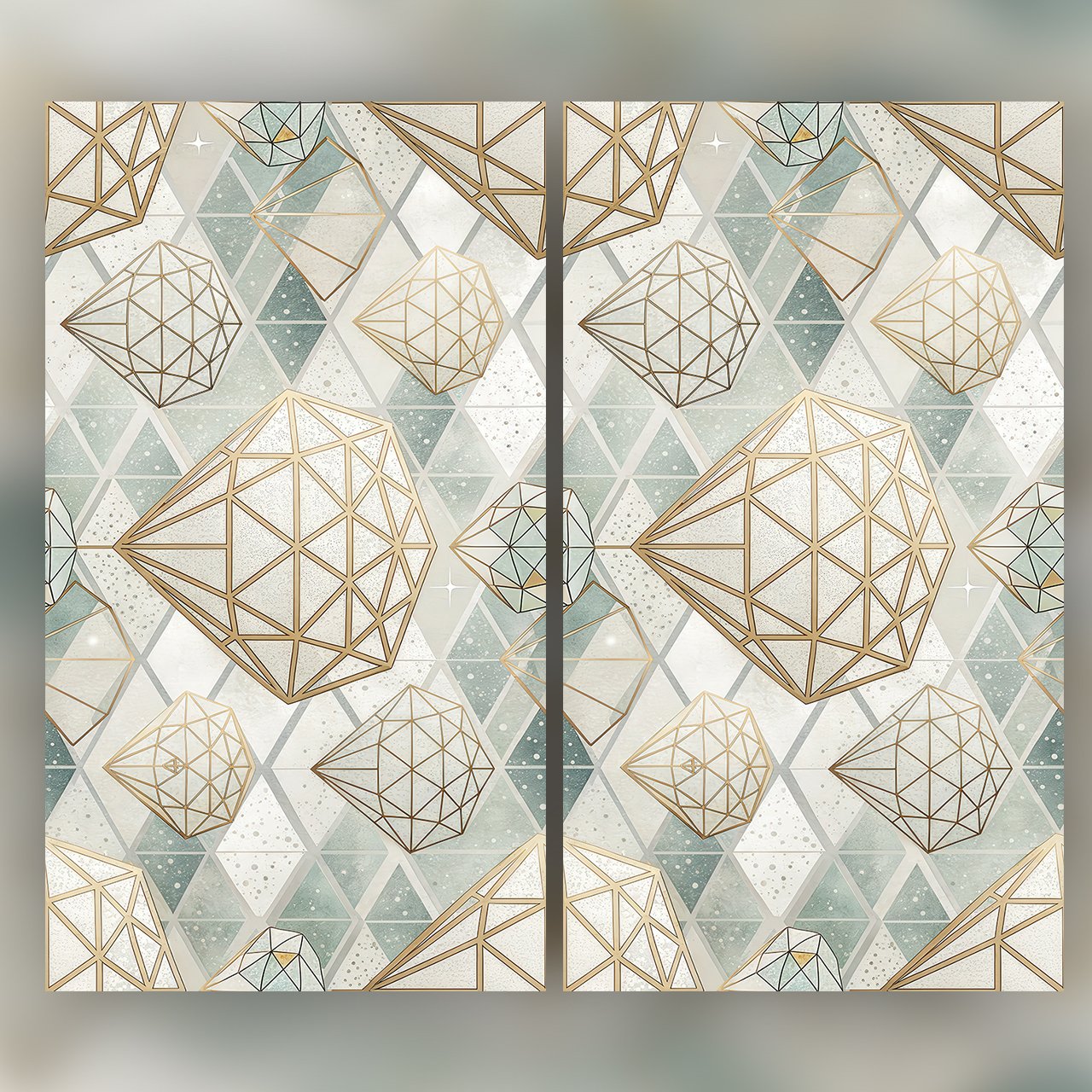 Gold Diamond Geometric Seamless Pattern Luxury Crystal Wallpaper Design for Fabric and Décor