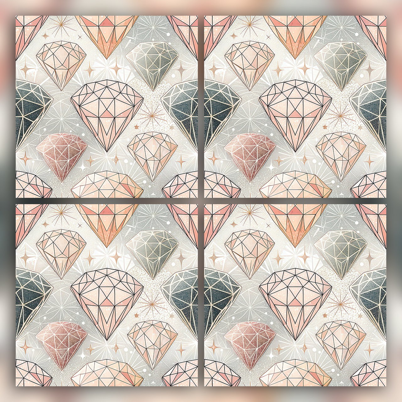 Gold Diamond Geometric Seamless Pattern Luxury Crystal Wallpaper Design for Fabric and Décor
