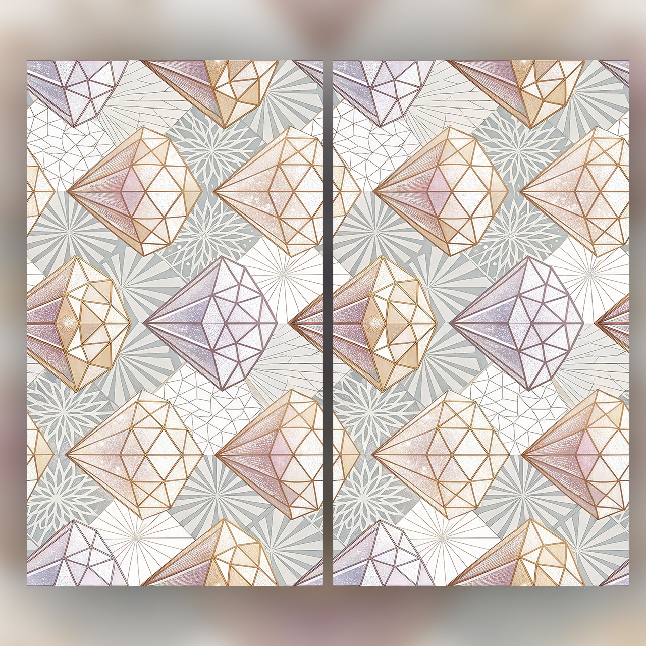 Gold Diamond Geometric Seamless Pattern Luxury Crystal Wallpaper Design for Fabric and Décor