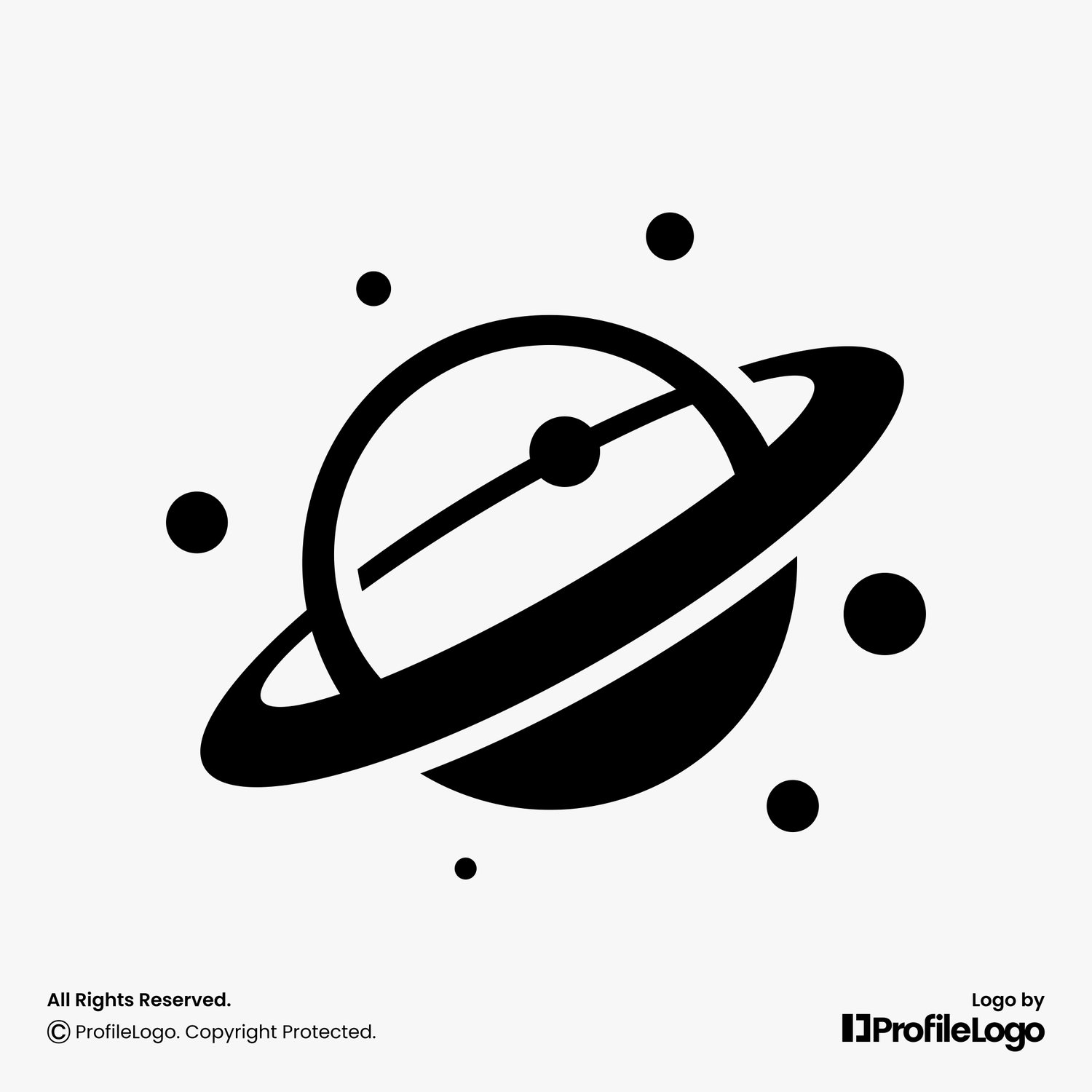 Minimalist space orbit planet logo by ProfileLogo with light grey background